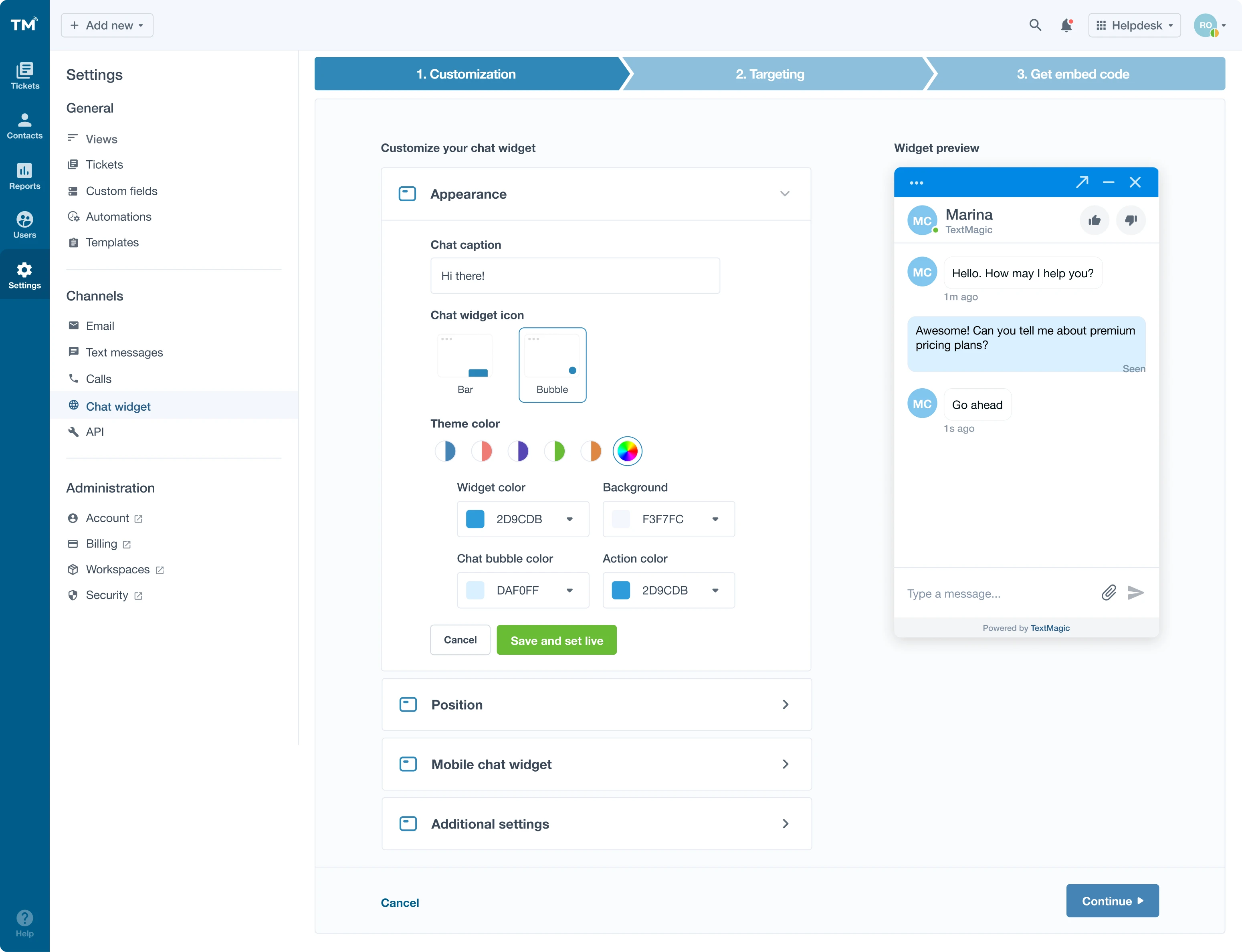 Customization options