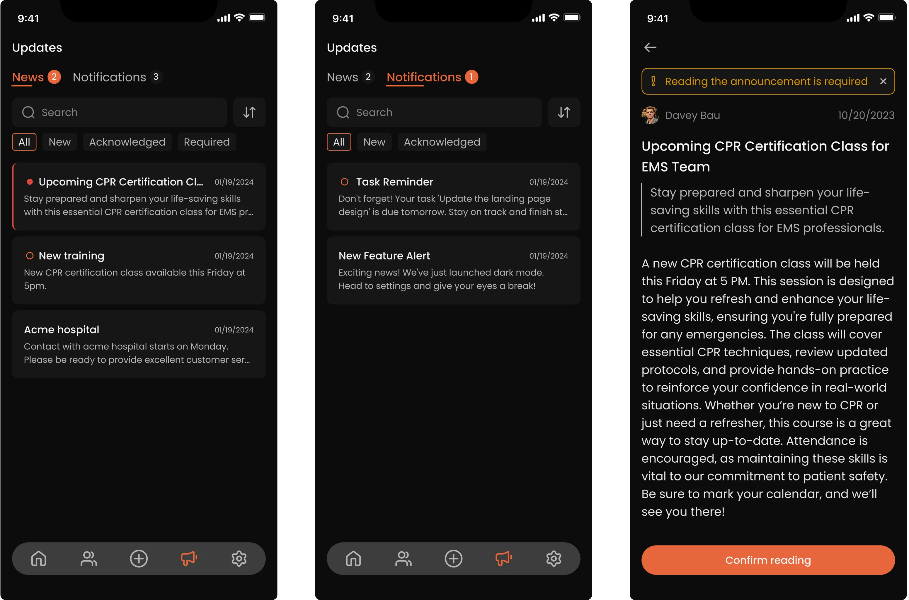 Updates and notifications