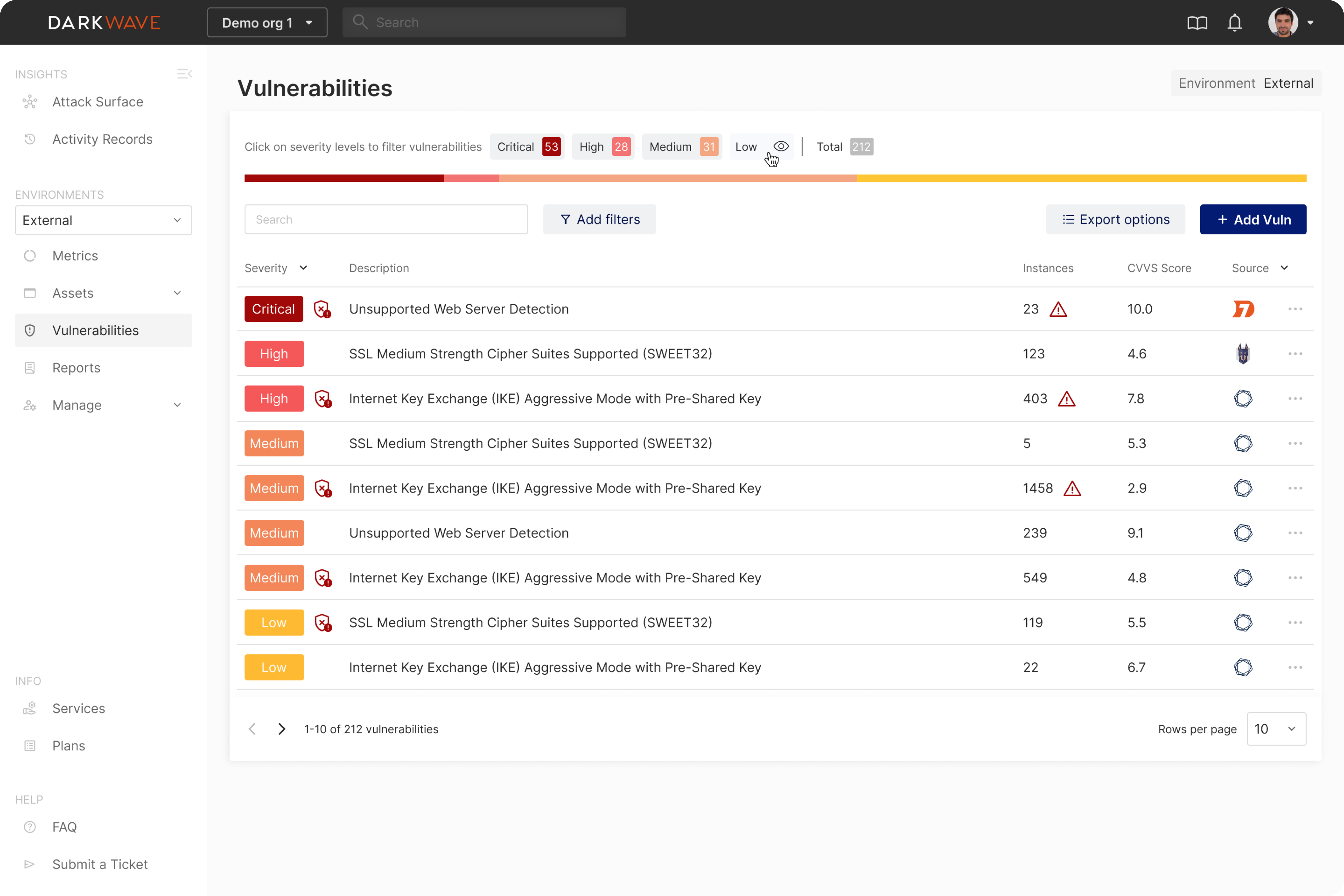 vulnerabilities page design