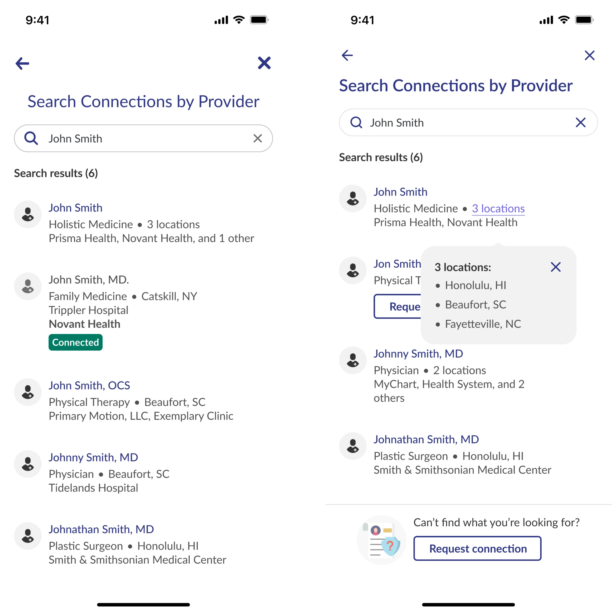 healthcare app interface design example 