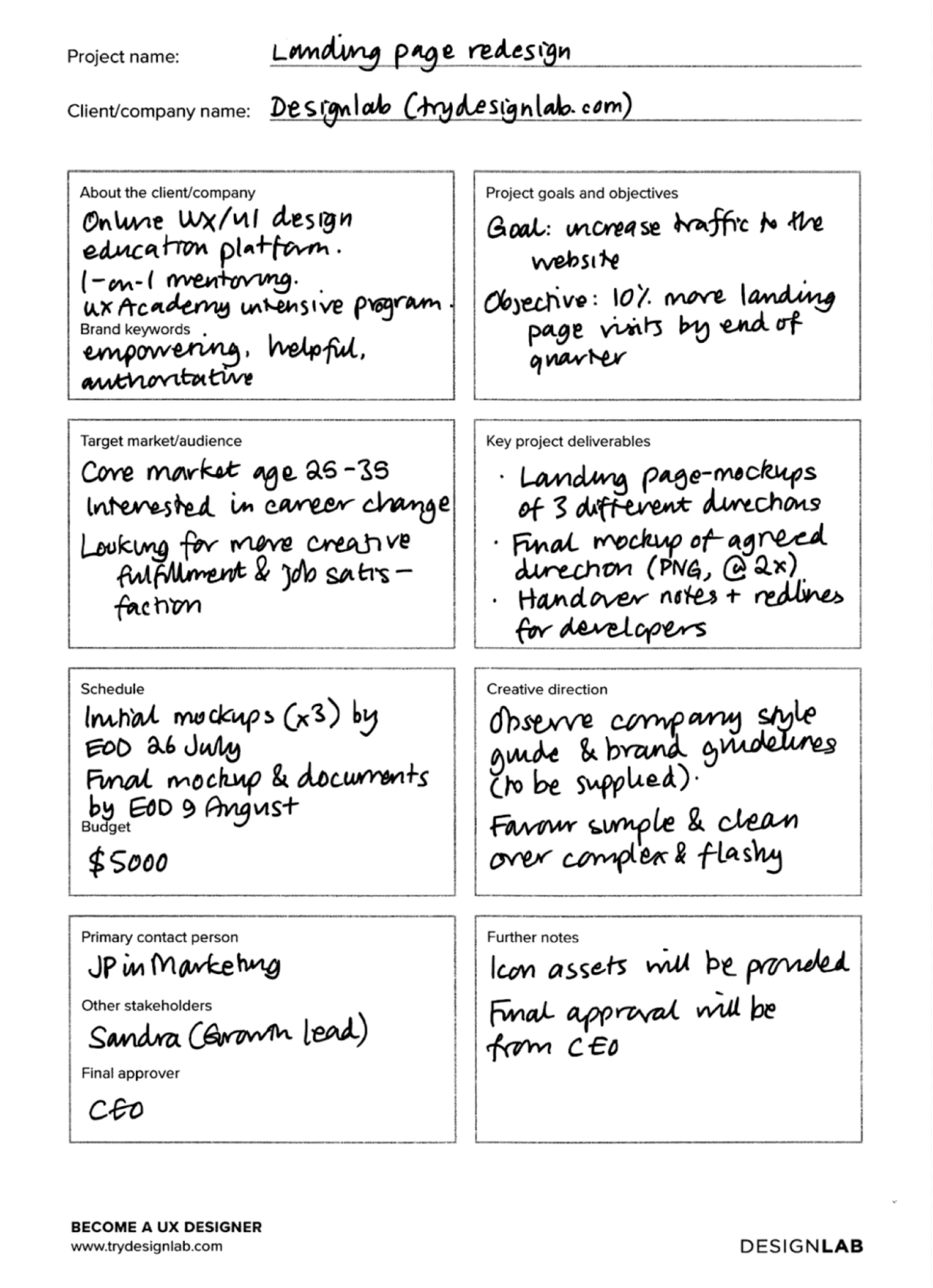 design brief example