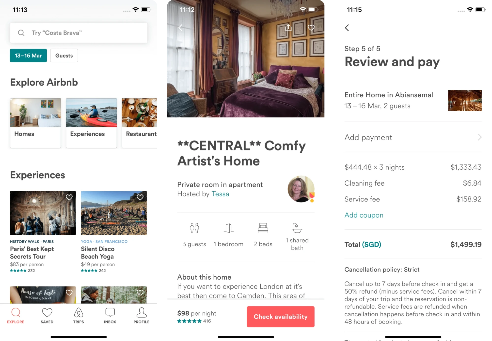 Airbnb’s interface in 2018
