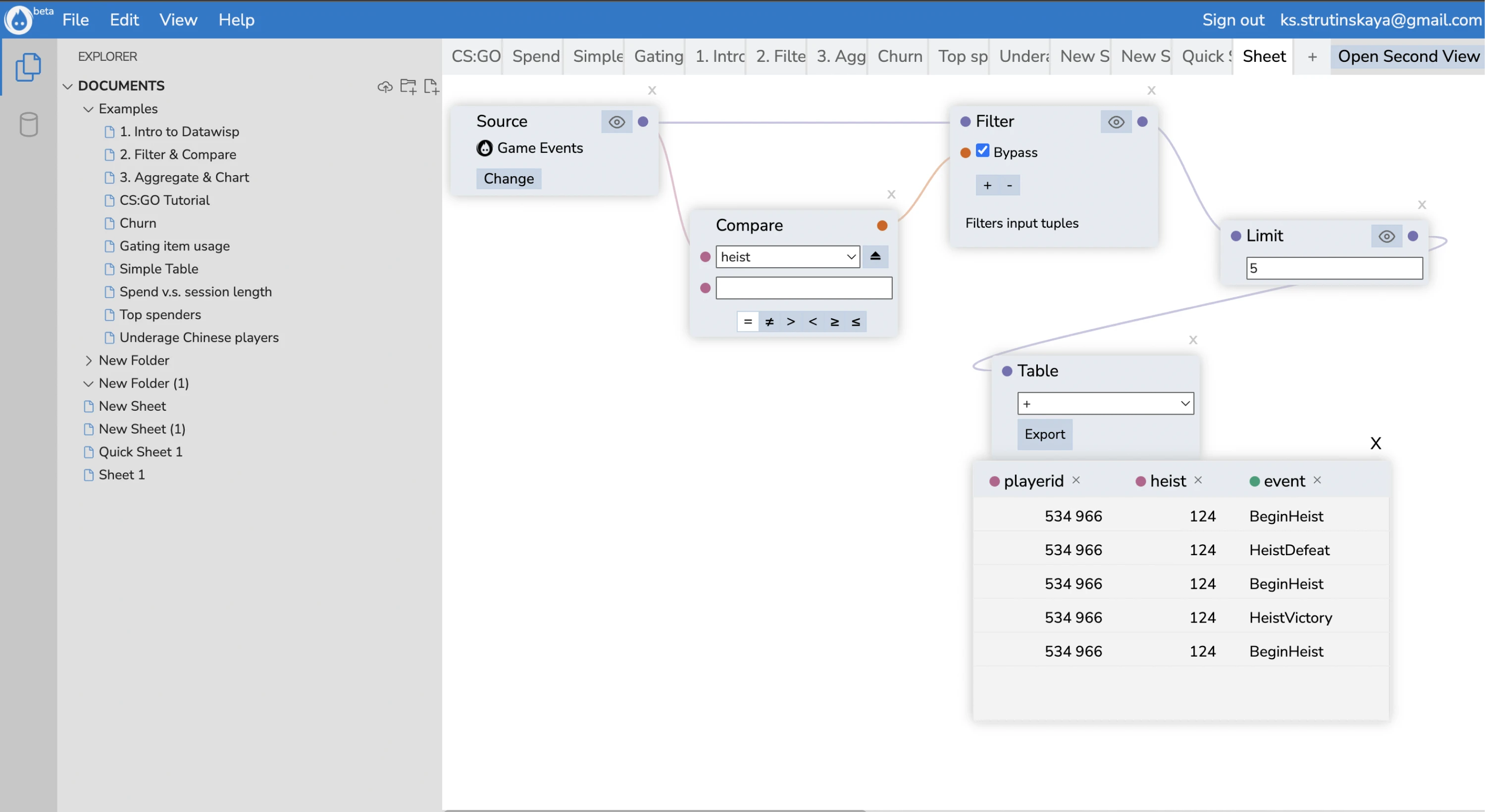 Datawisp before redesign
