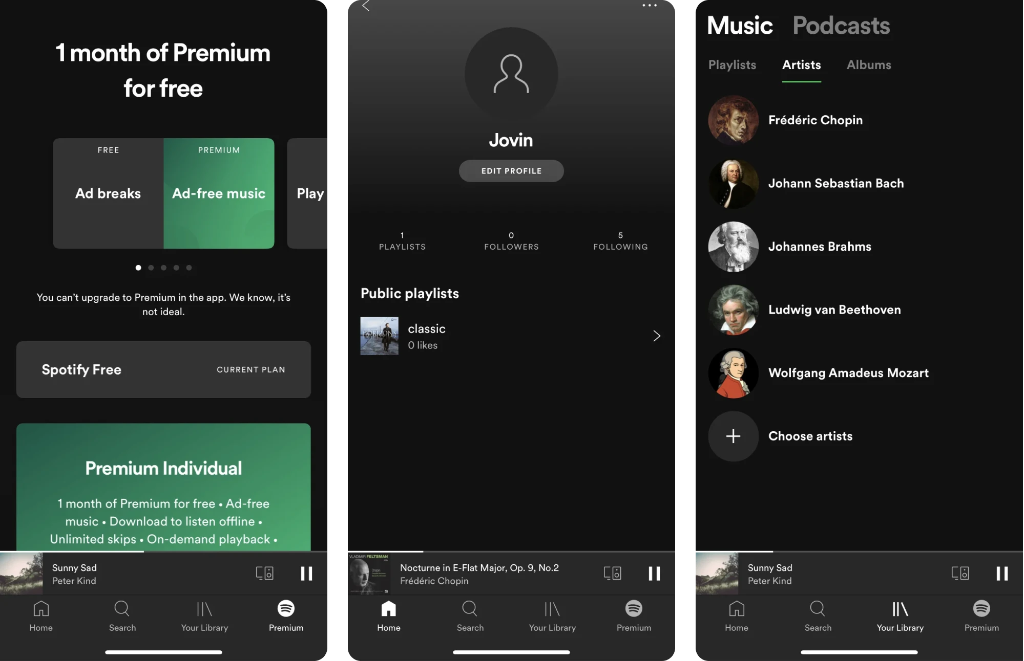 Spotify’s interface in 2020