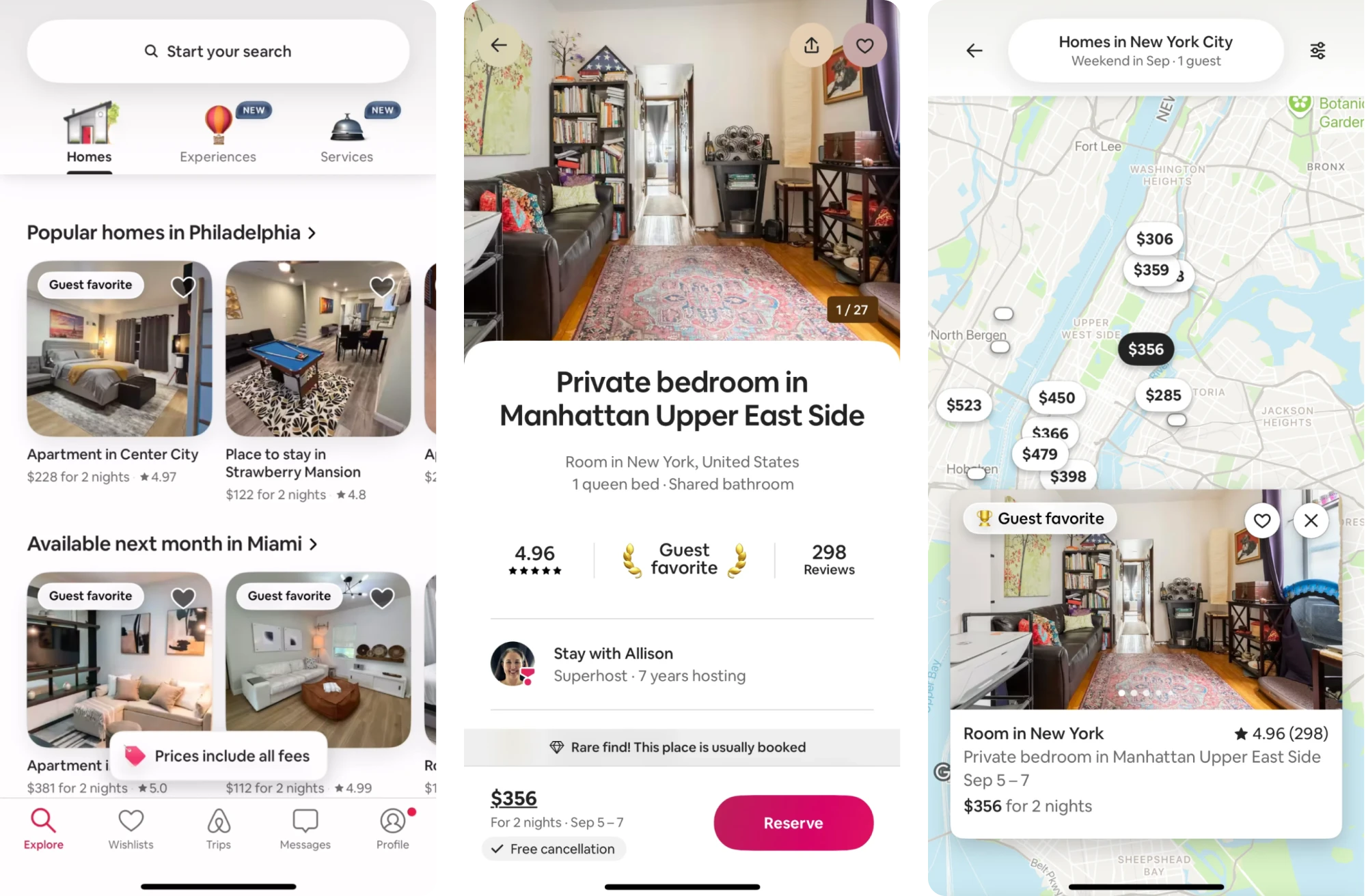 Airbnb’s interface in 2025