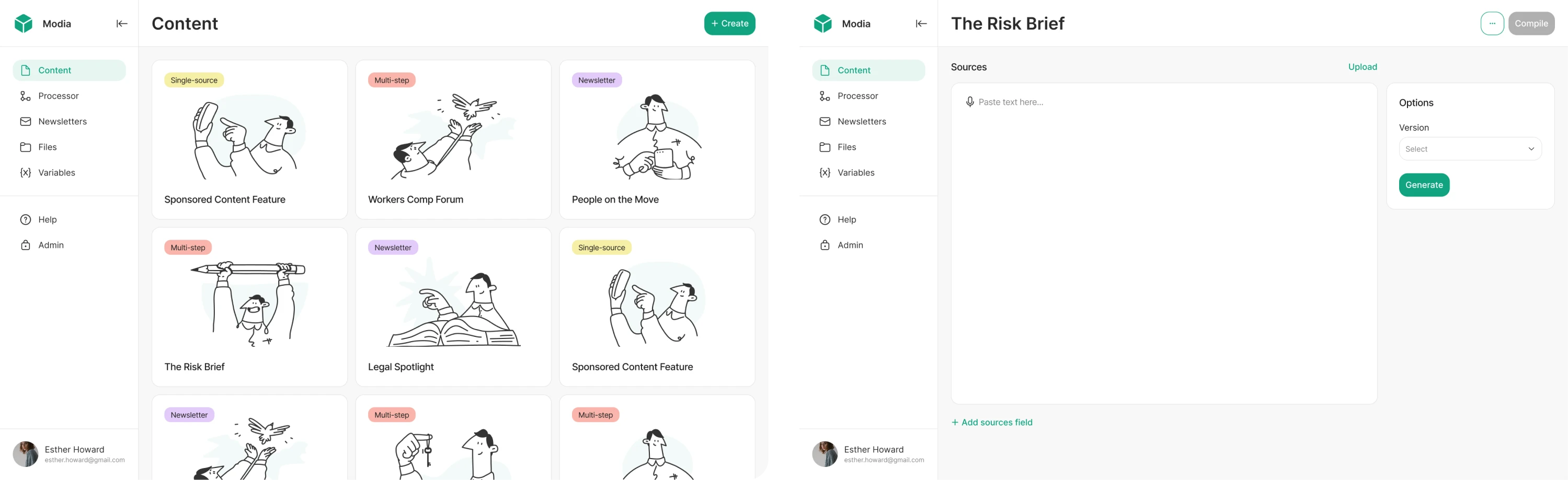 Modia’s user flow after redesign