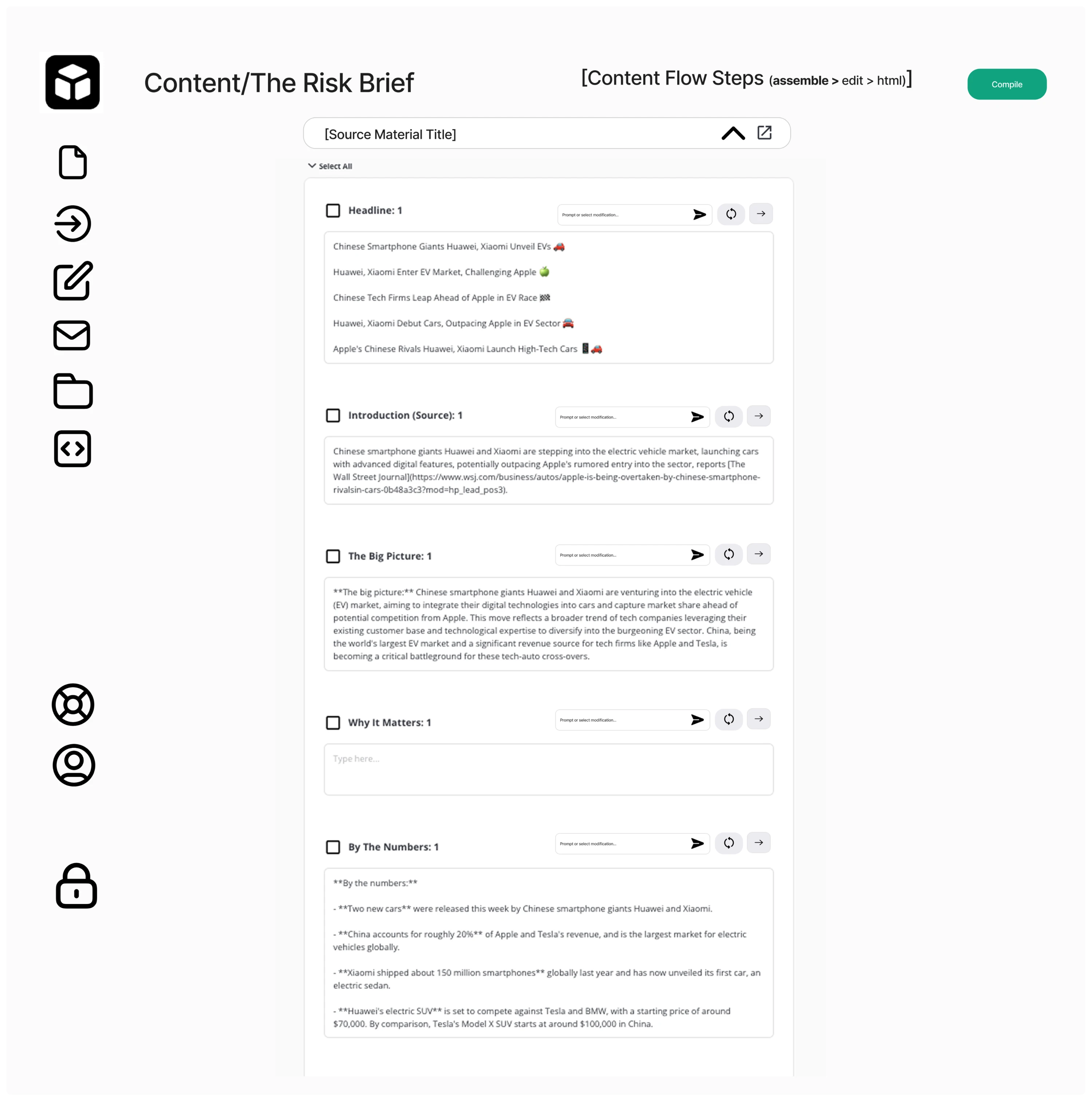 Block-based content generation before