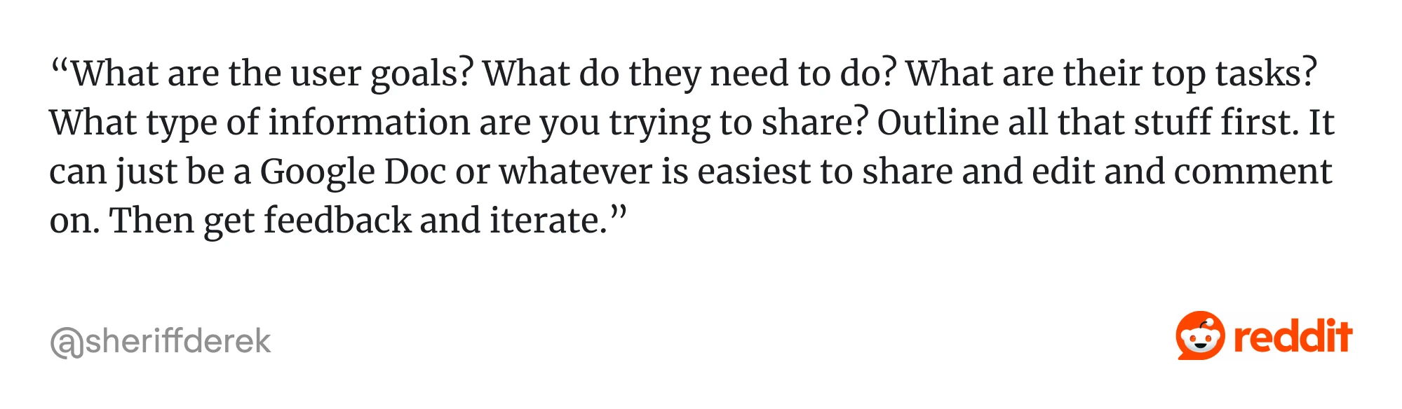 reddit thread about important questions to ask before redesign