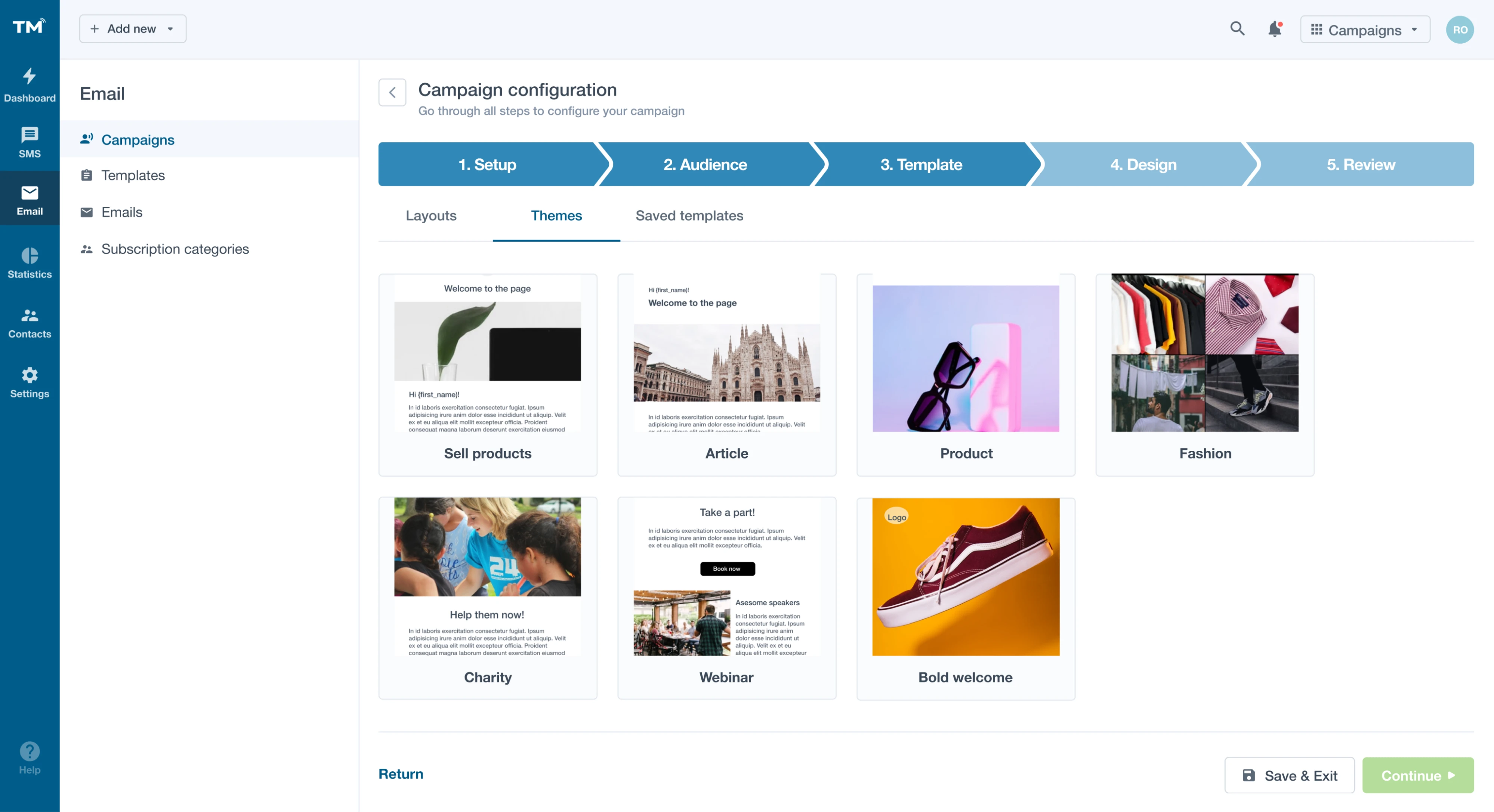 wizard ui pattern in the textmagic case