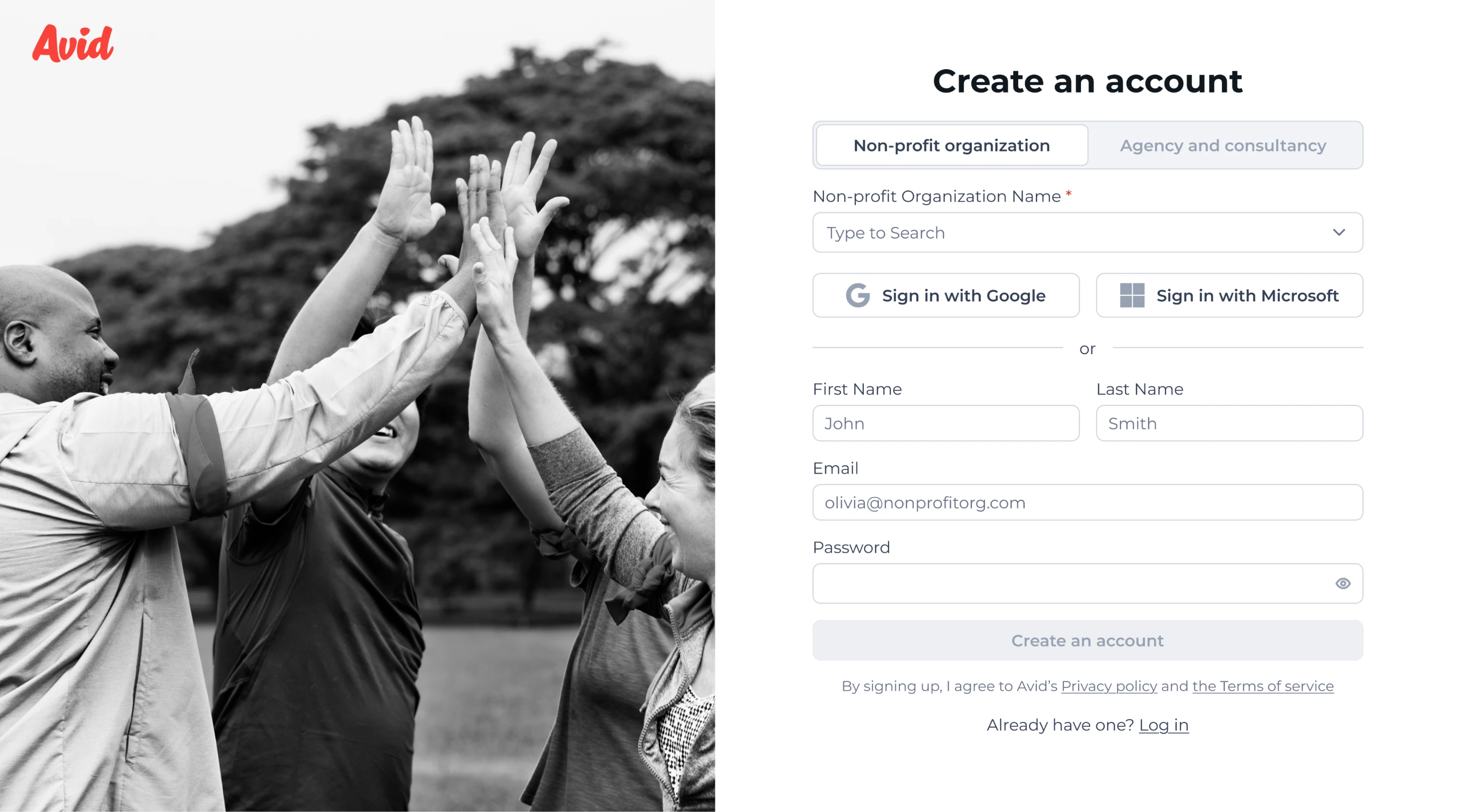 sign up process after