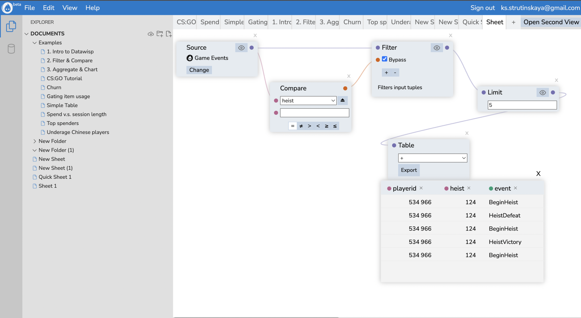 Datawisp before redesign