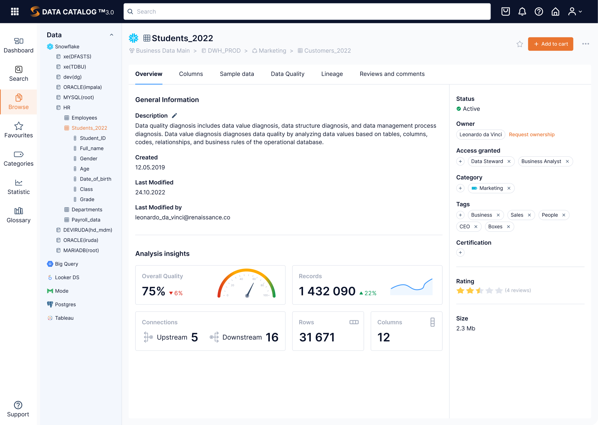 Data Streams Browse simplified page navigation