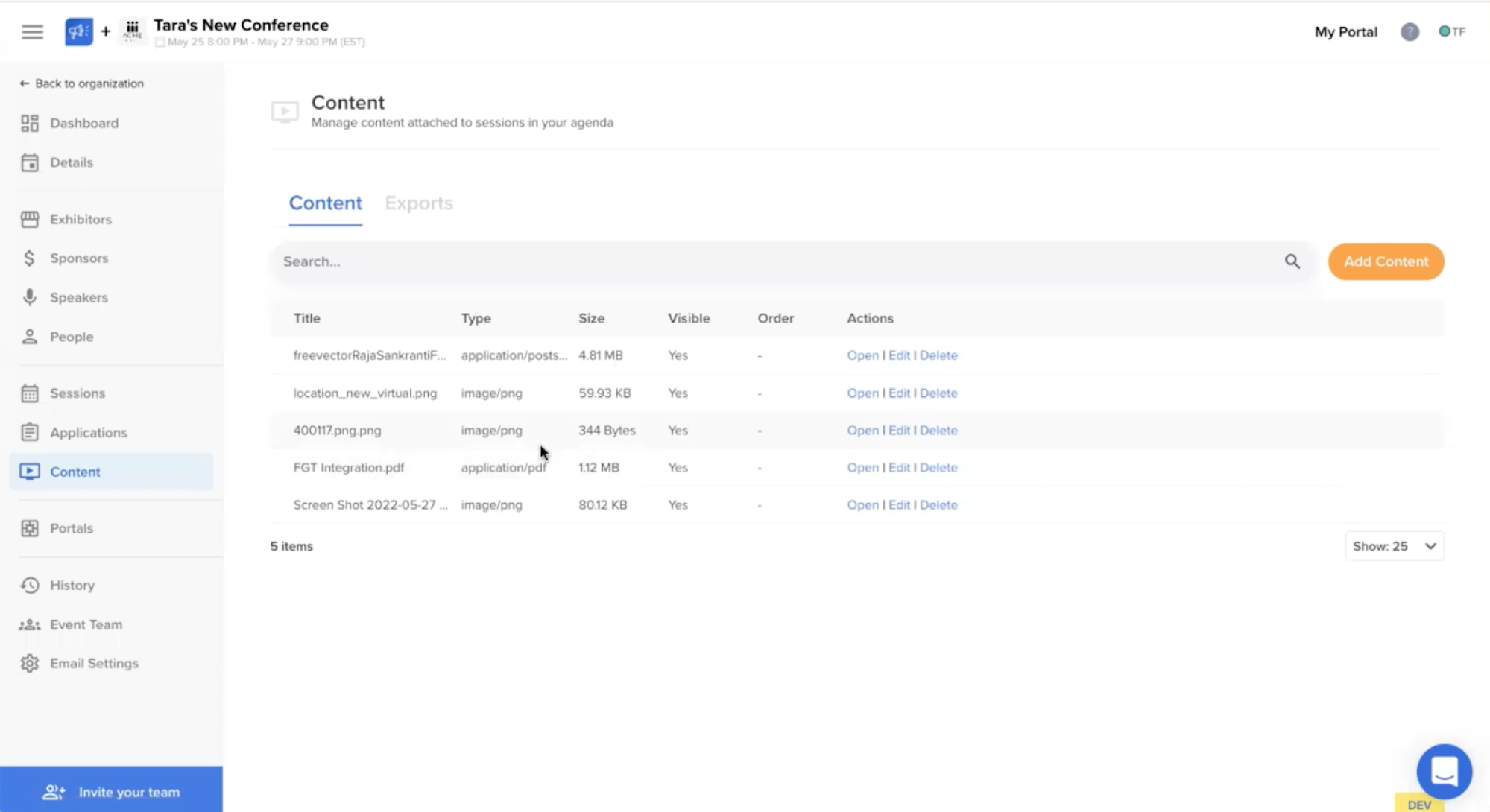 Sessionboard before redesign