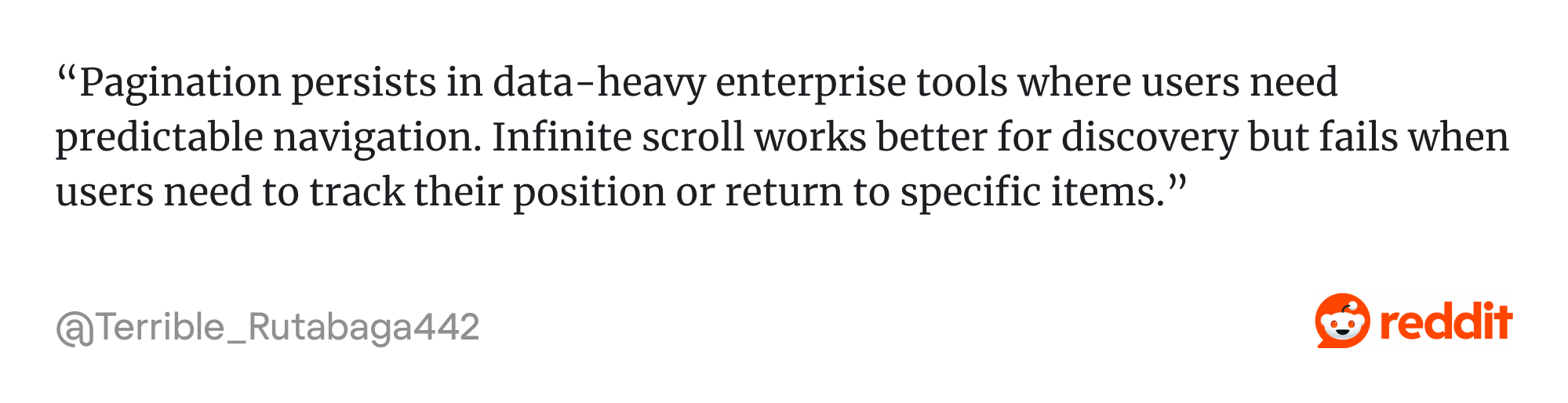 reddit thread about pagination and infinite scroll