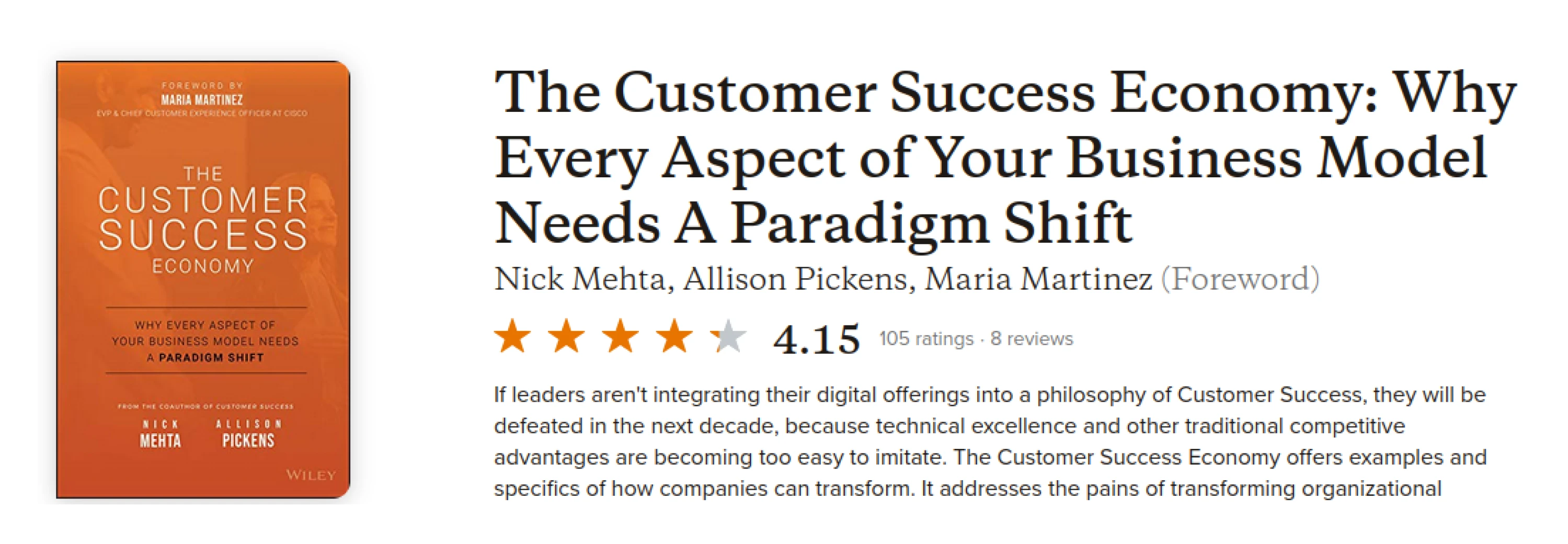 The Customer Success Economy by Nick Mehta & Allison Picken