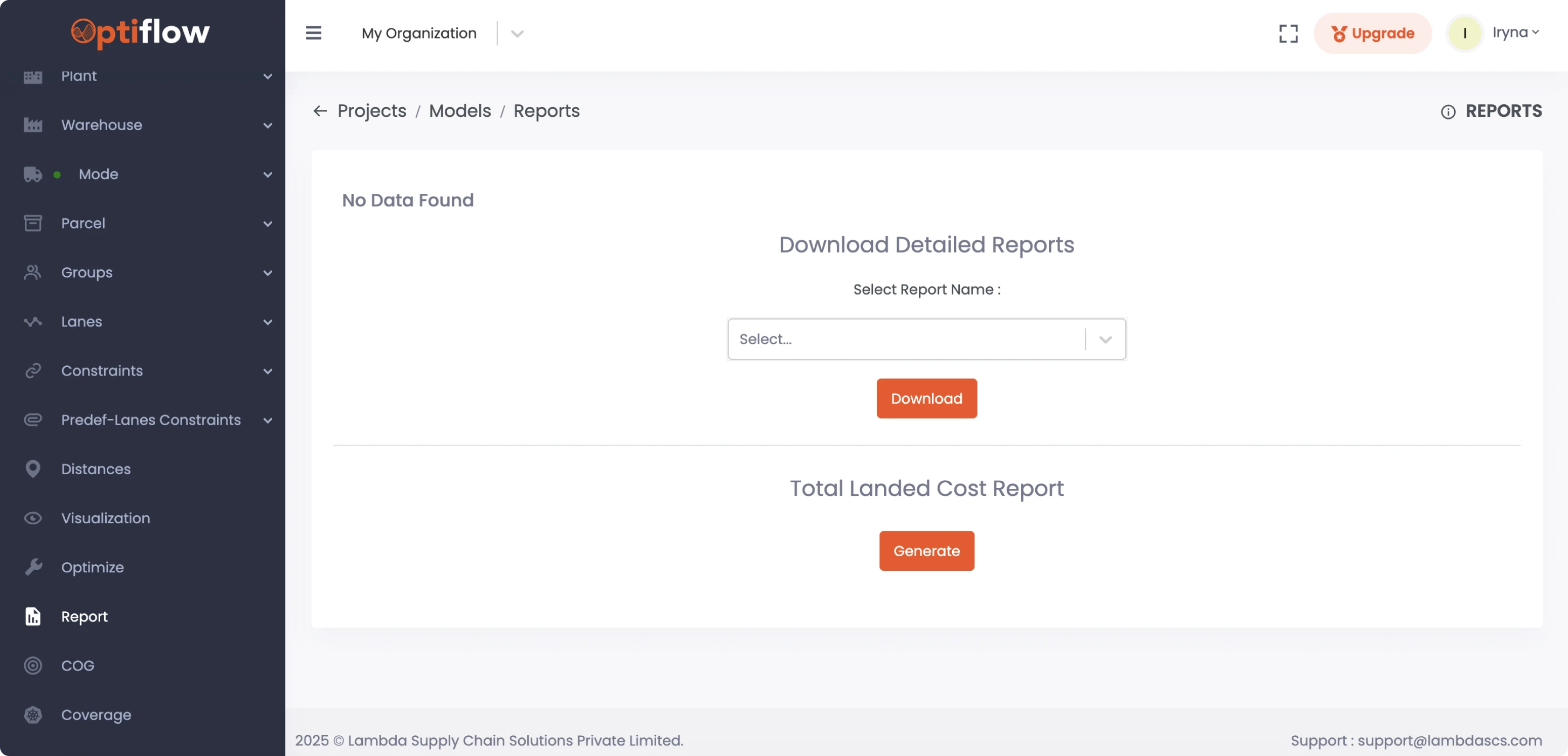 Report screen before the redesign