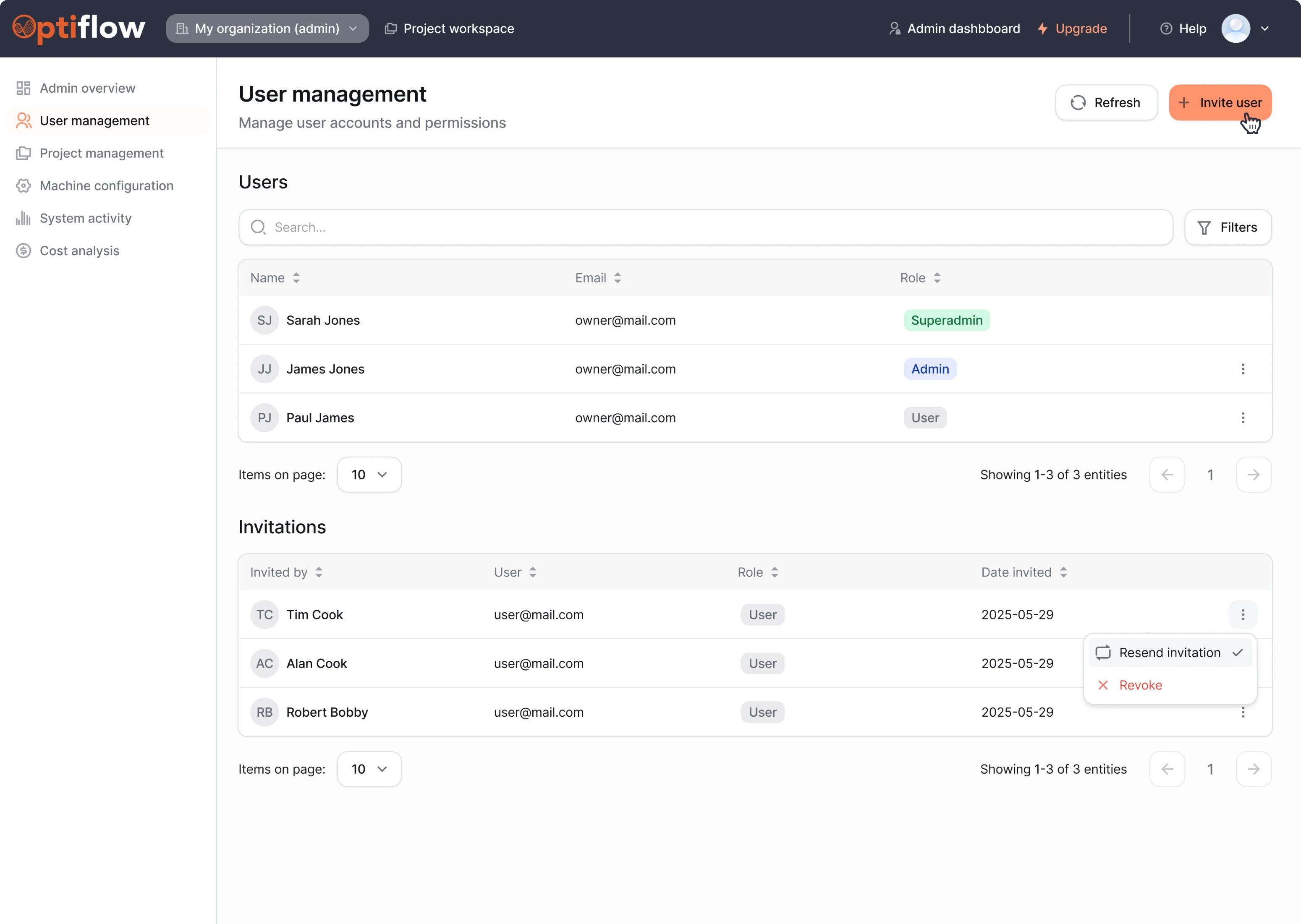 Lambda's admin dashboard