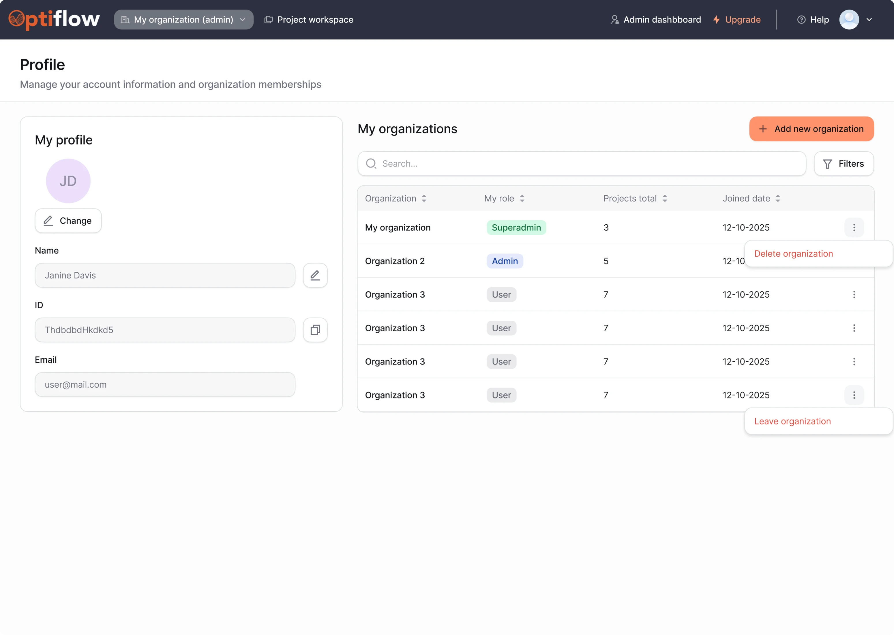 Lambda's user dashboard