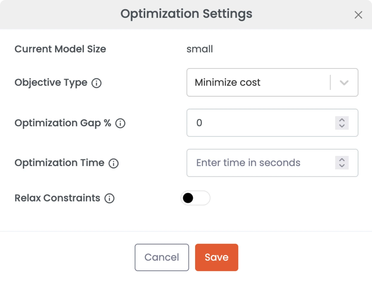 Optimization modal before