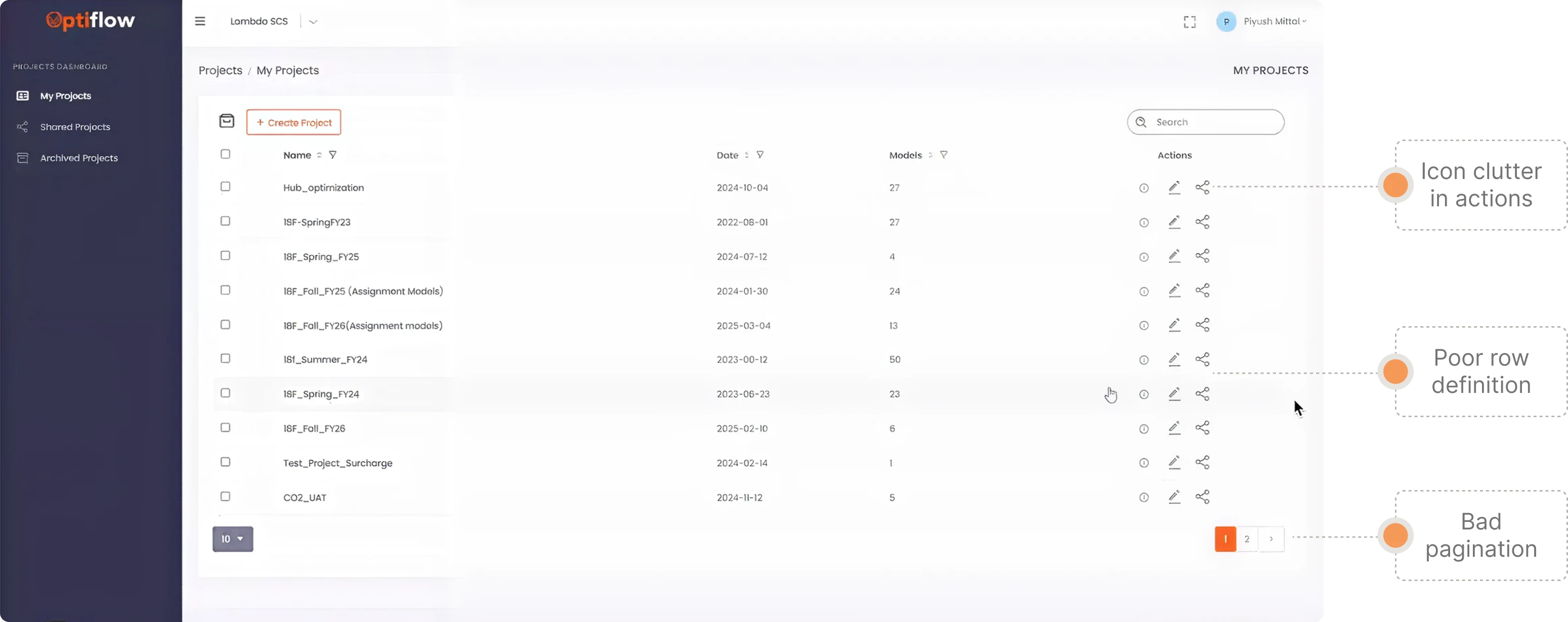 column management before