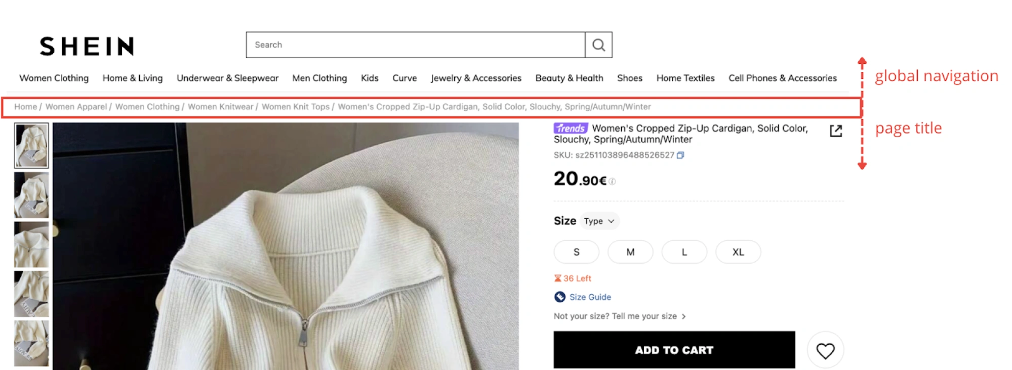 breadcrumb ux below global navigation bar