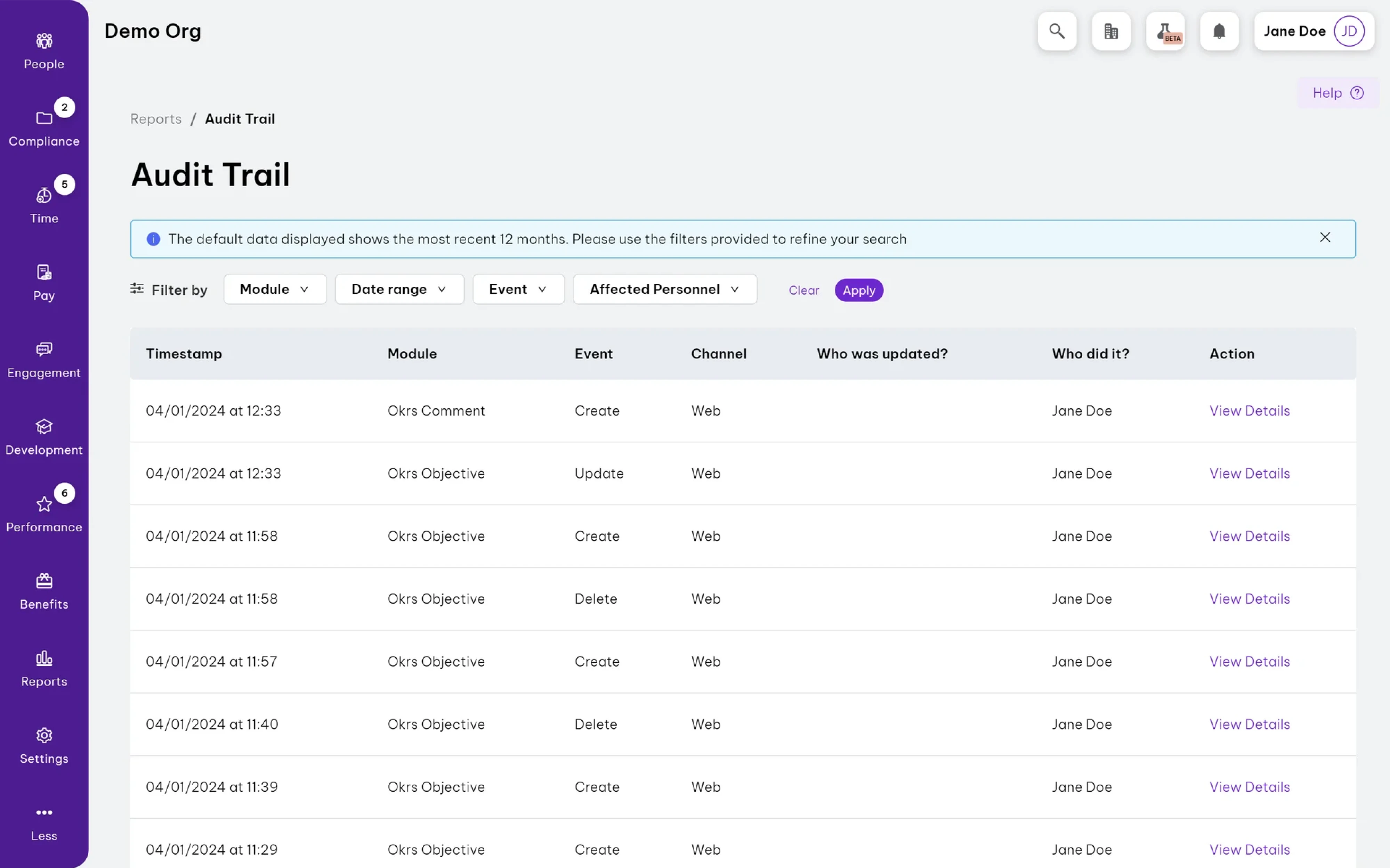 audit trail in an enterprise app