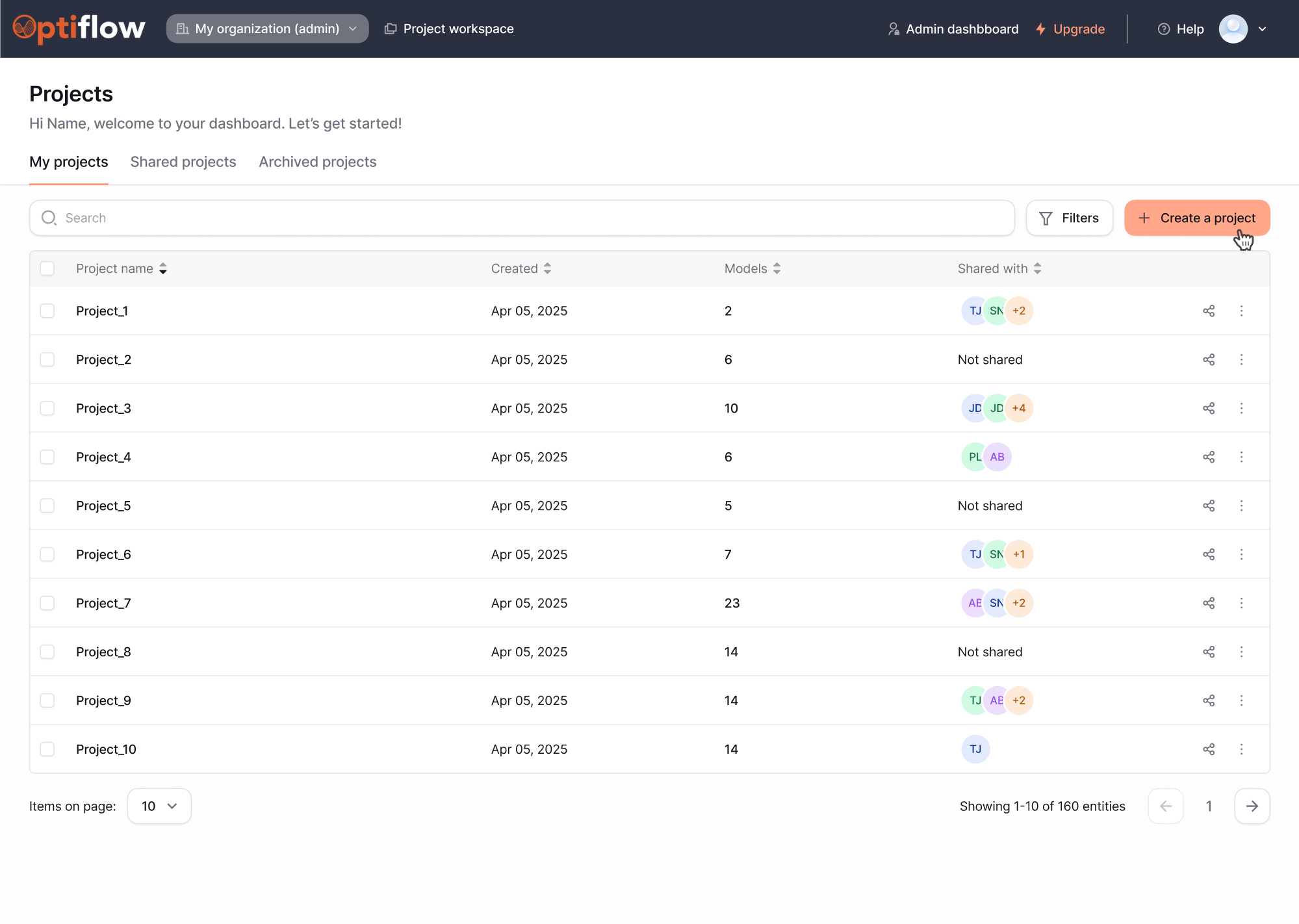 OptiFlow navigation after redesign