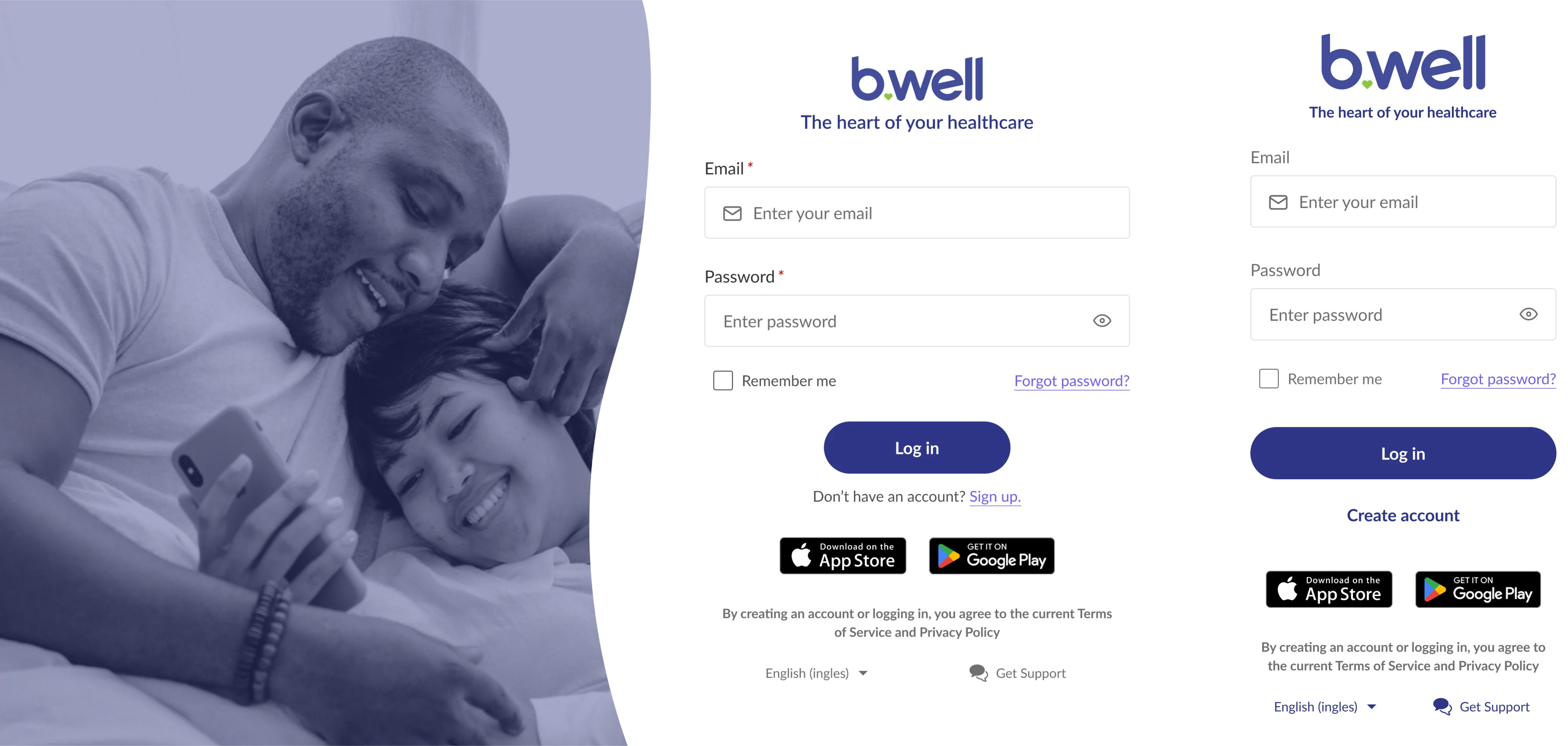 login screen on desktop and mobile