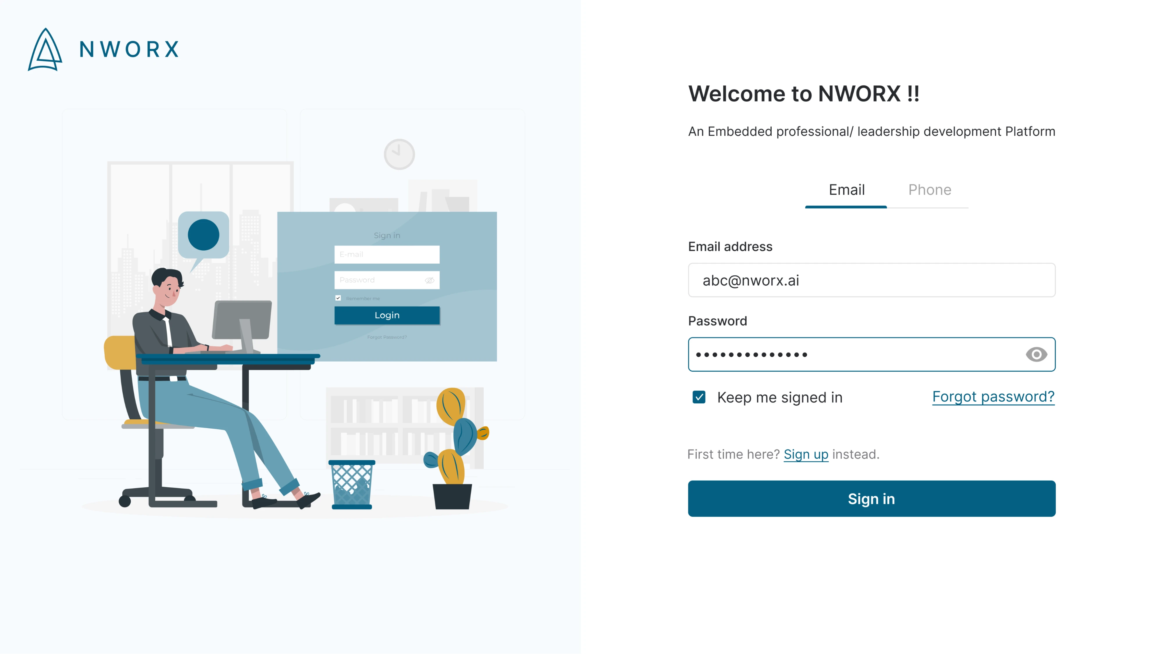 sign in page example