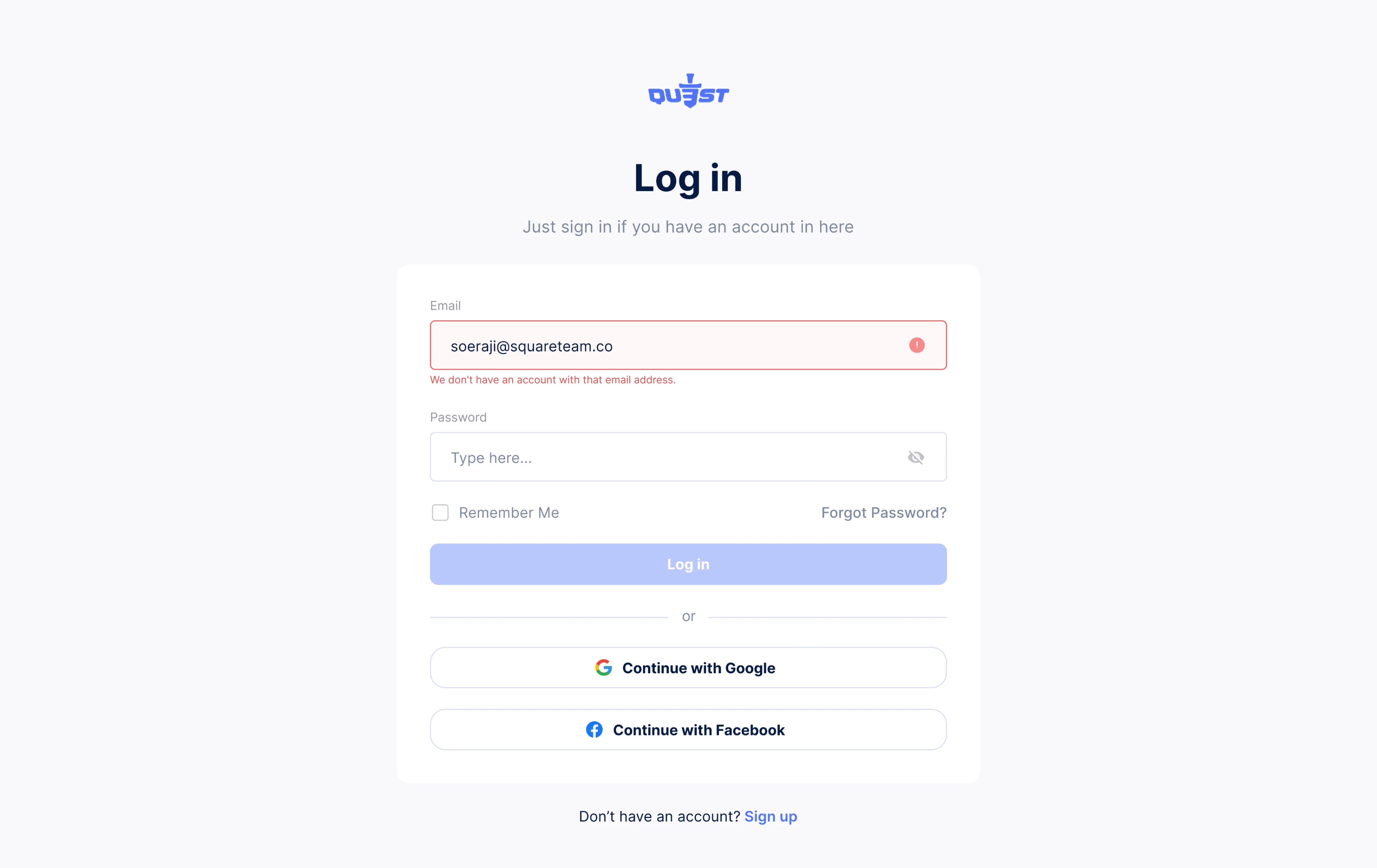 login page design