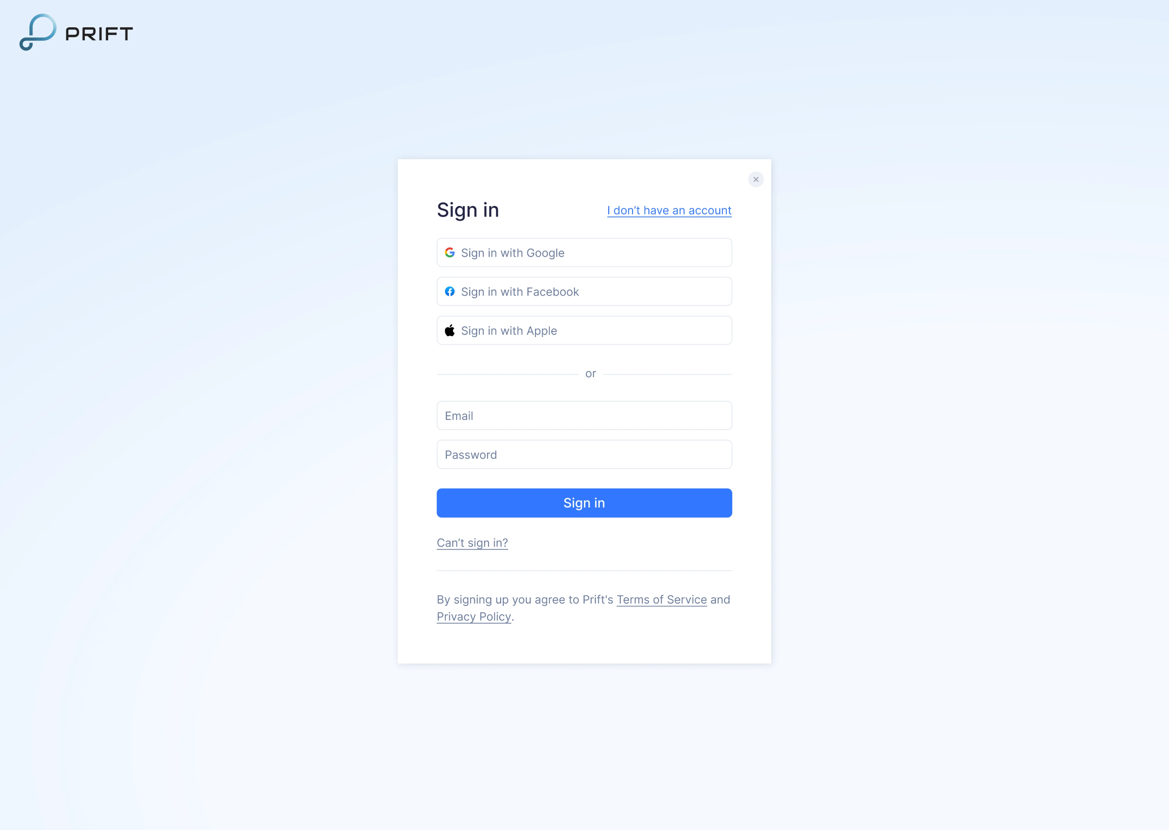 sign in page example