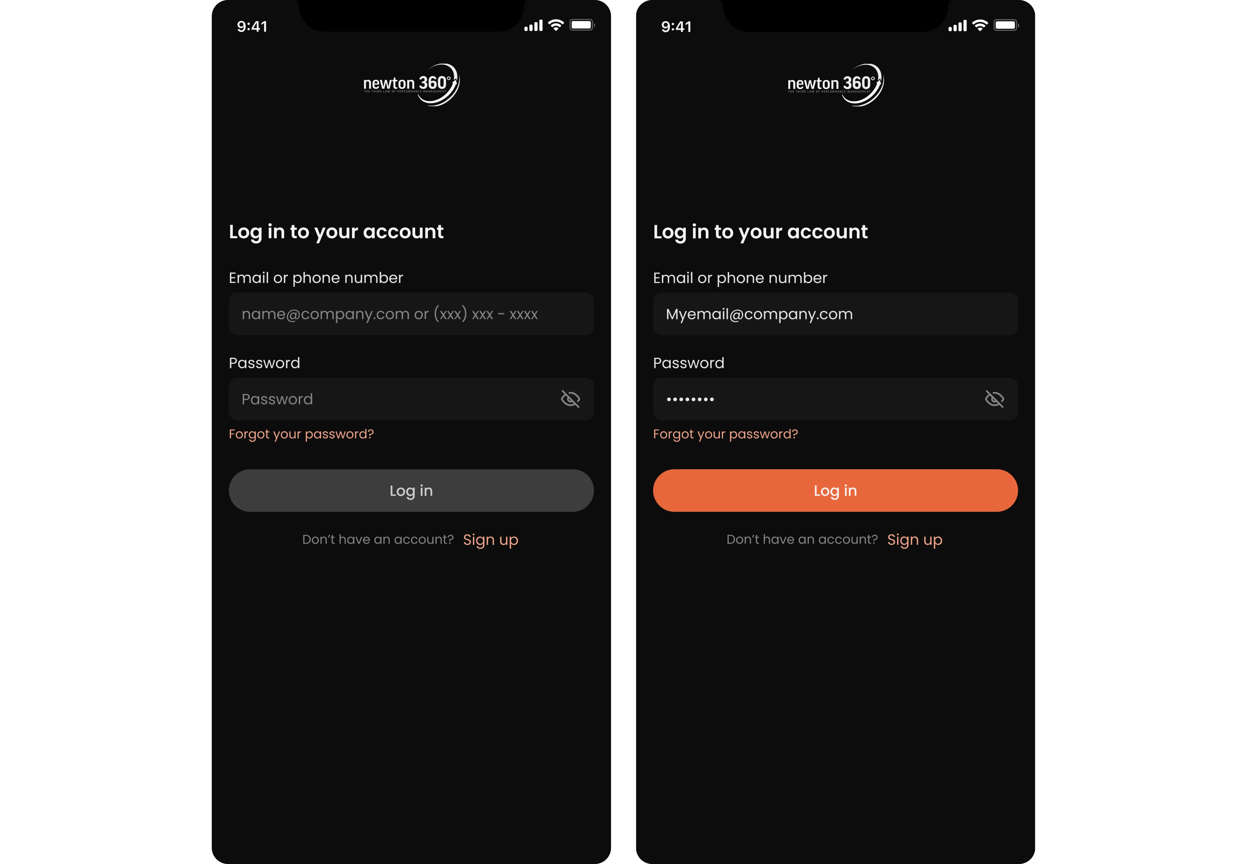 mobile login screen design
