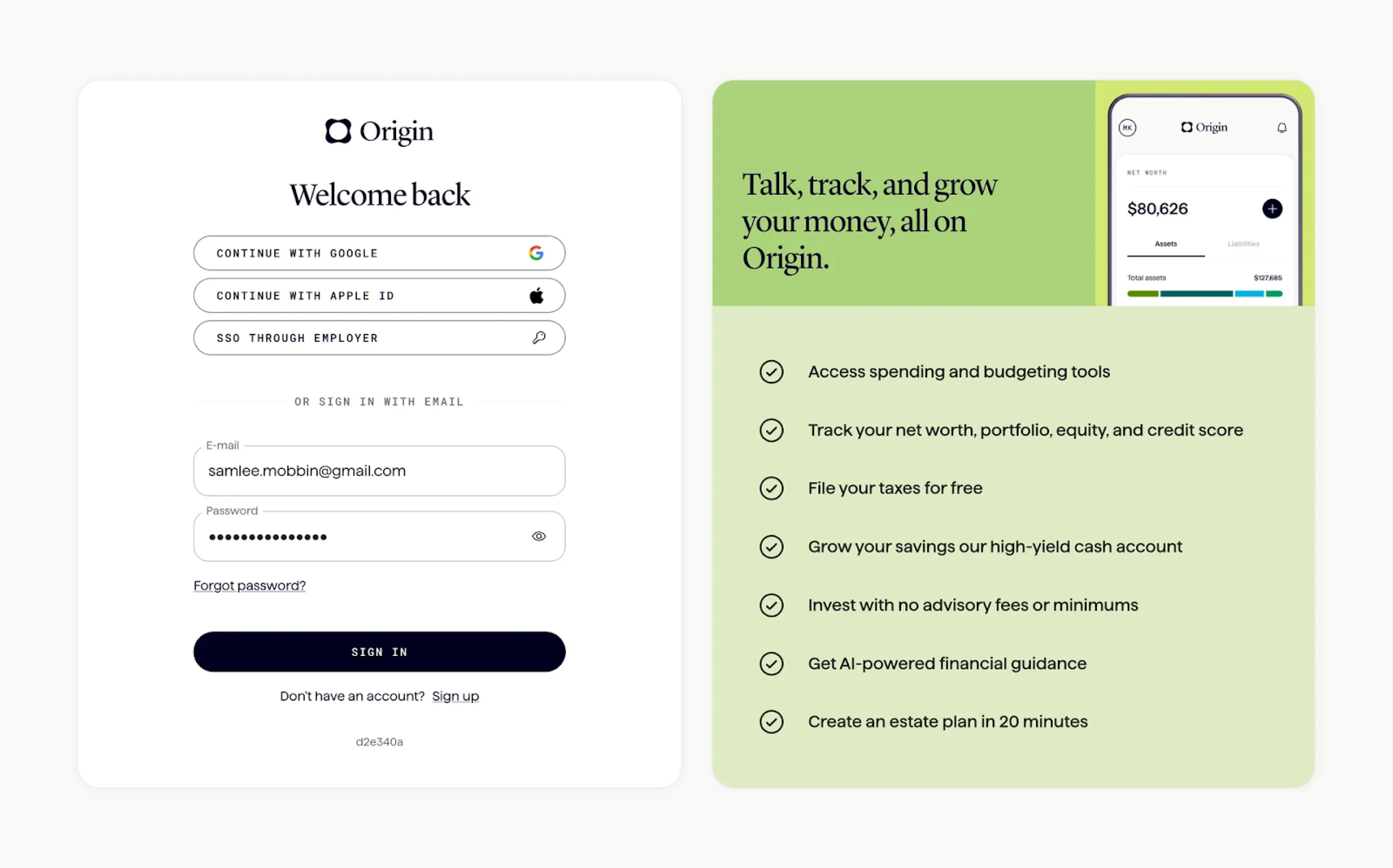 sign in screen design