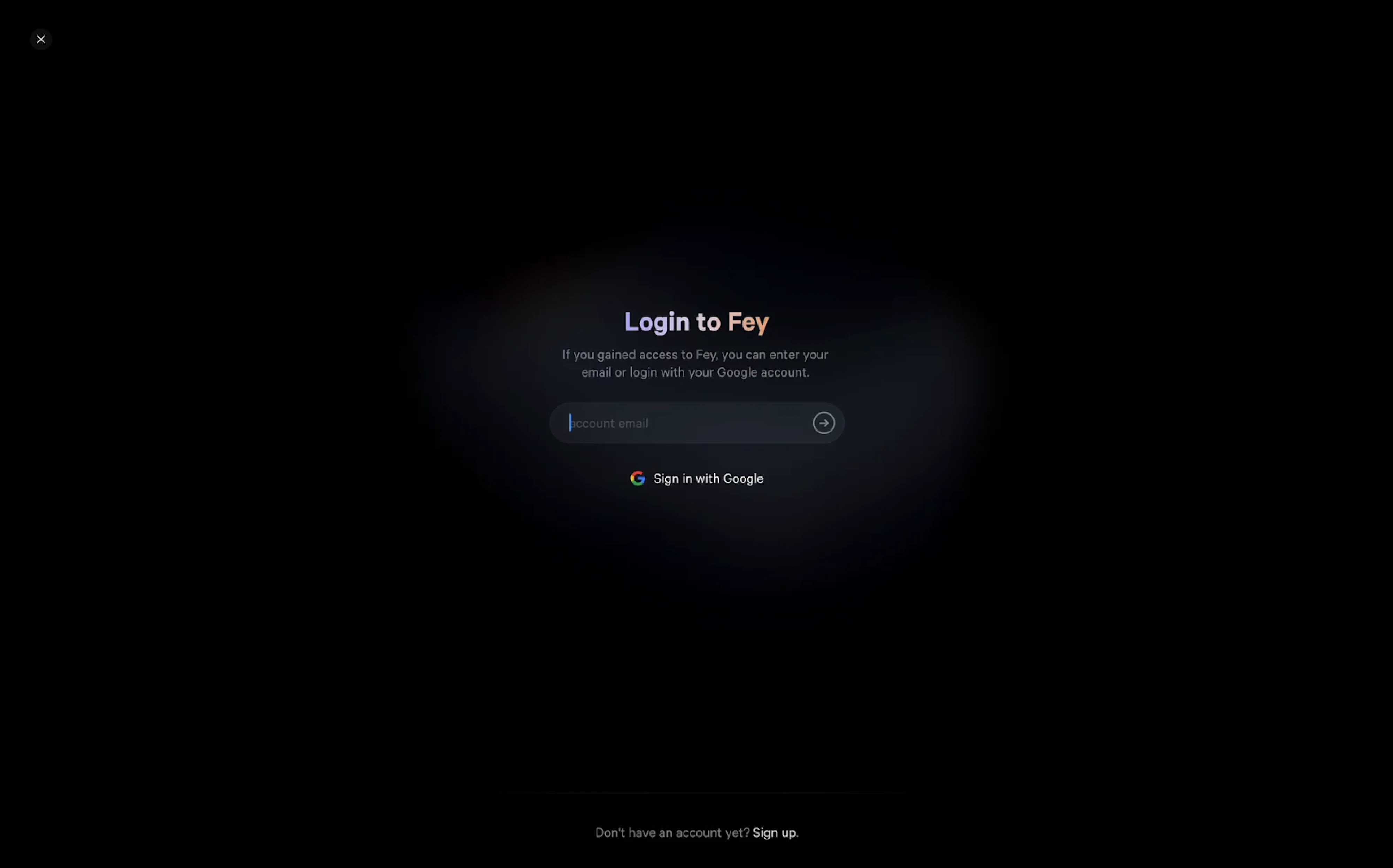log in screen example