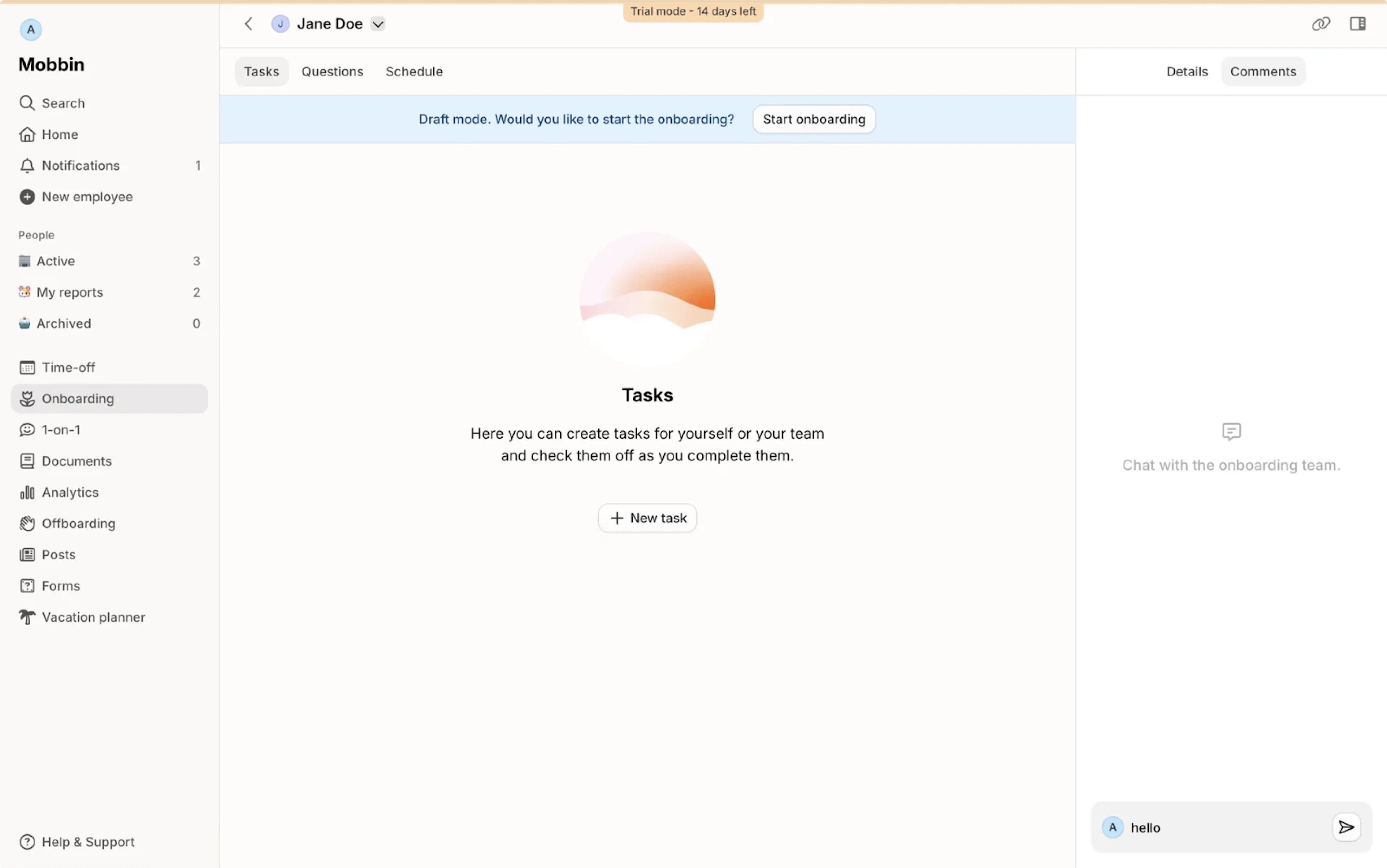empty state in a saas product