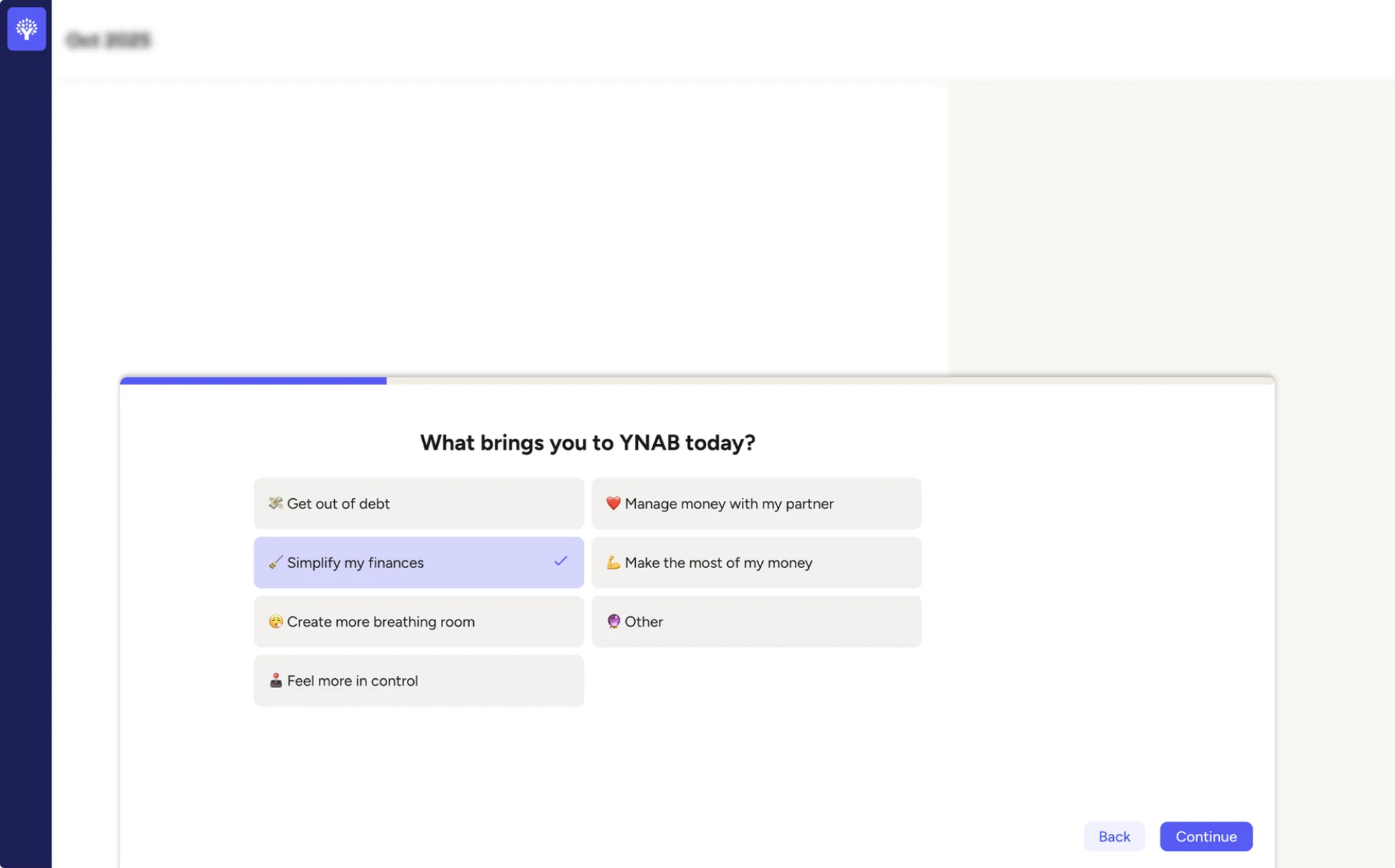 onboarding default choices