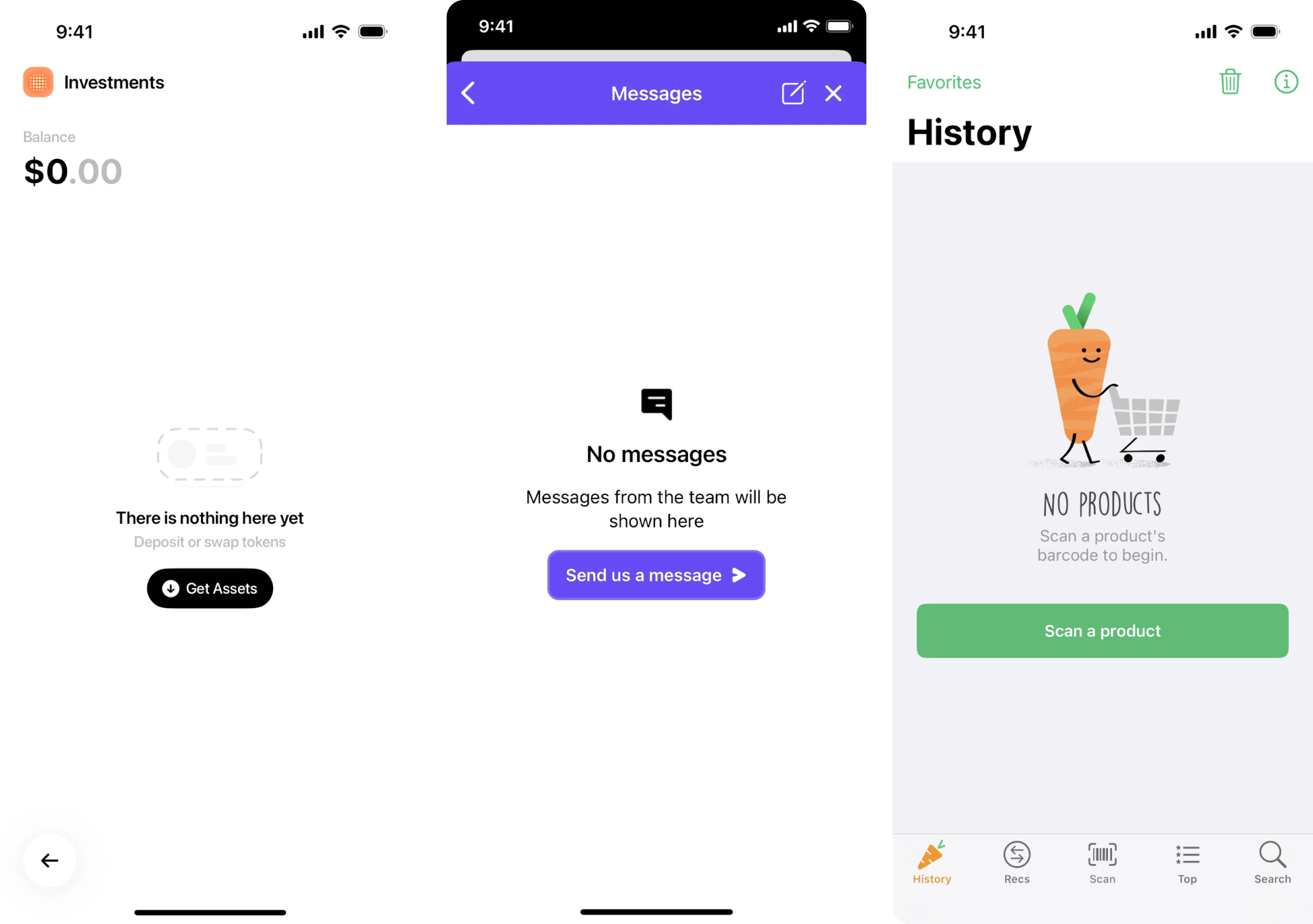 Examples of guiding empty states