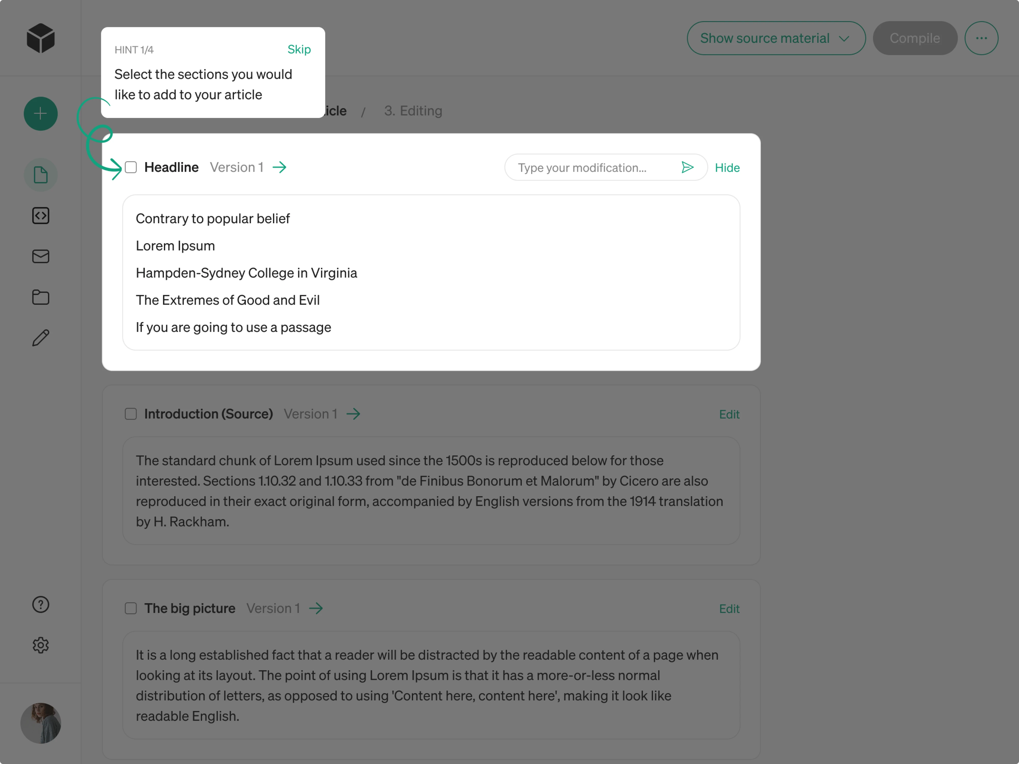 Modia's contextual tooltips by Eleken