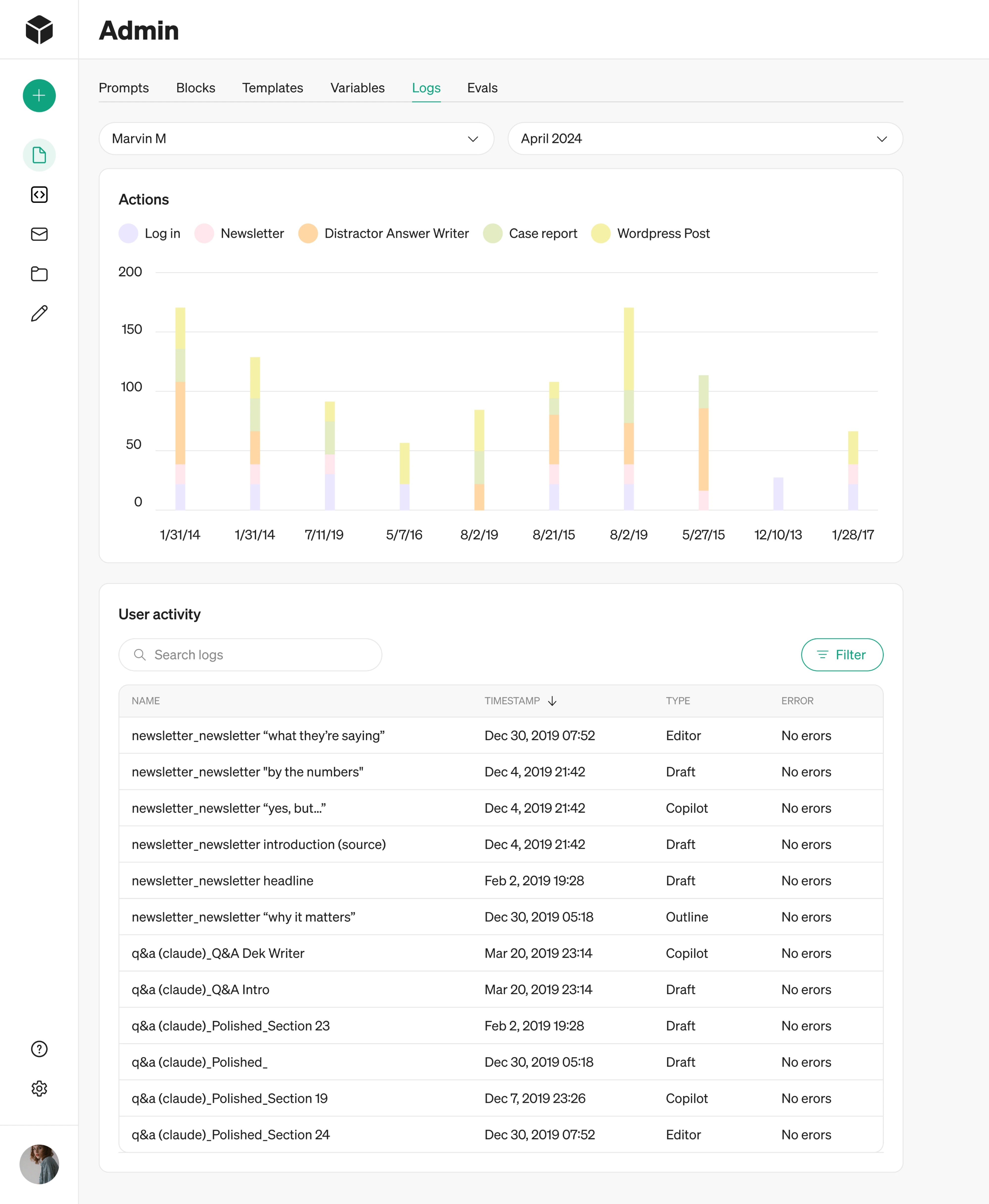 Example of admin UI Eleken designed for the Modia app