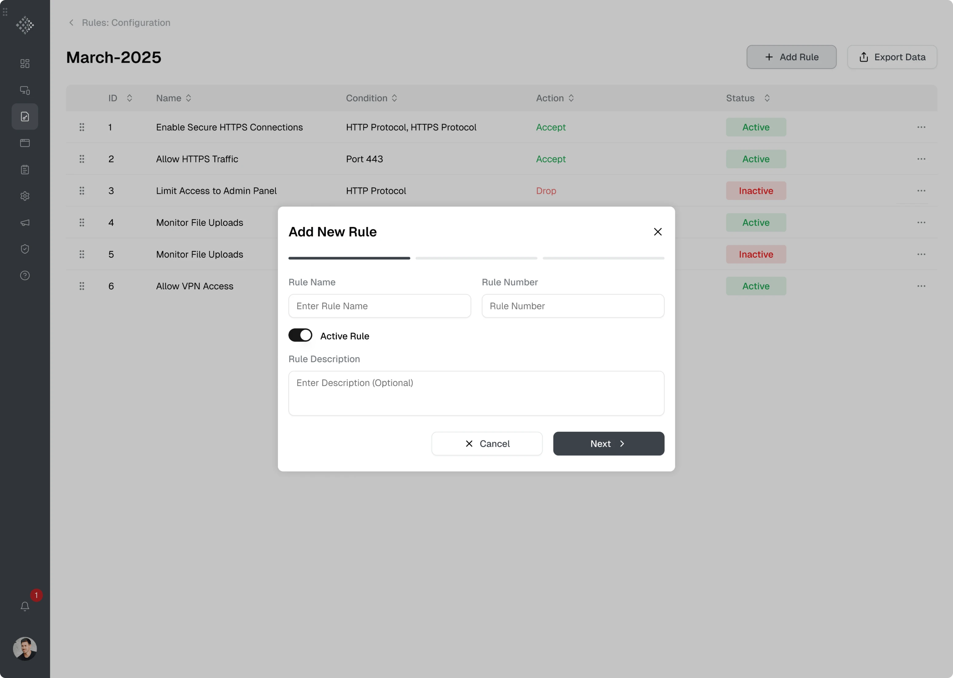Redesigned add new rule flow