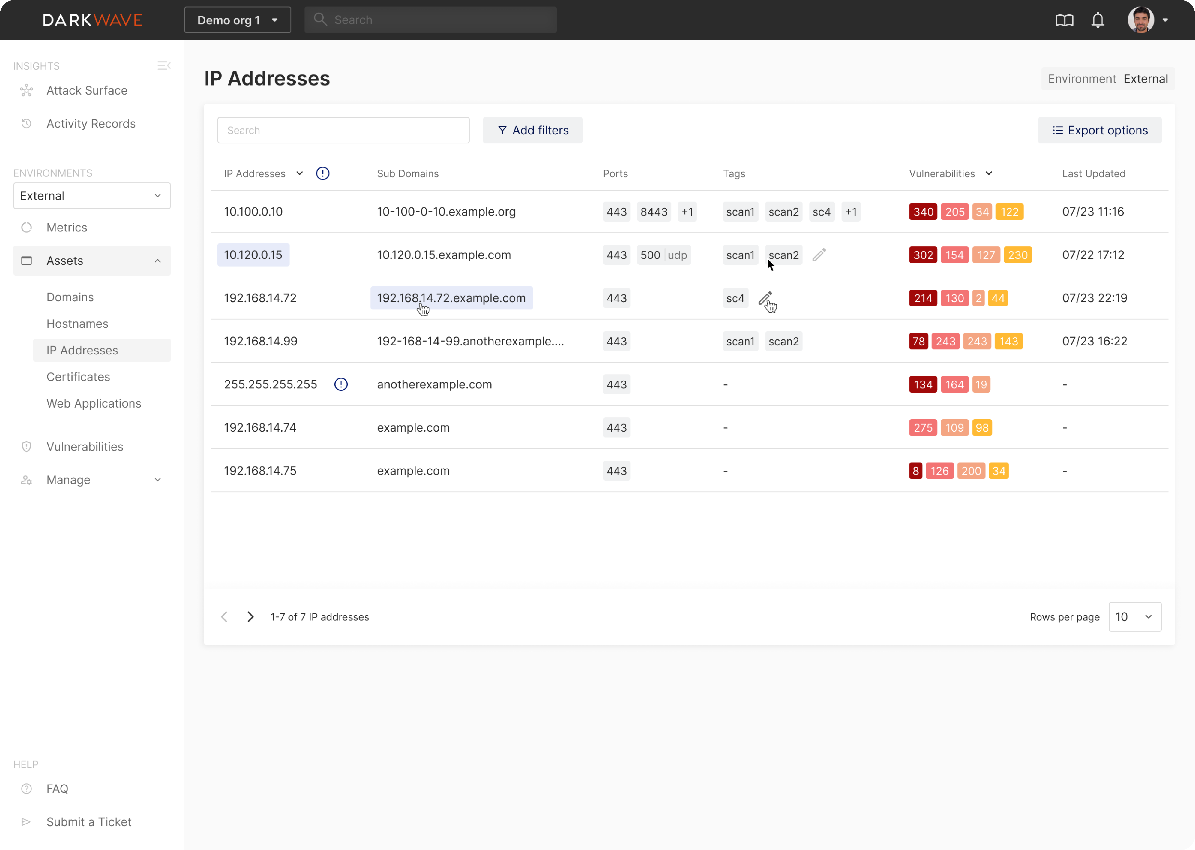 table UI design for saas