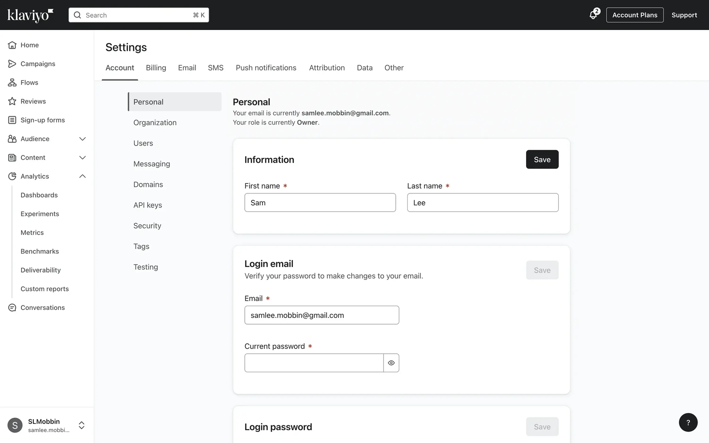 user-based settings design