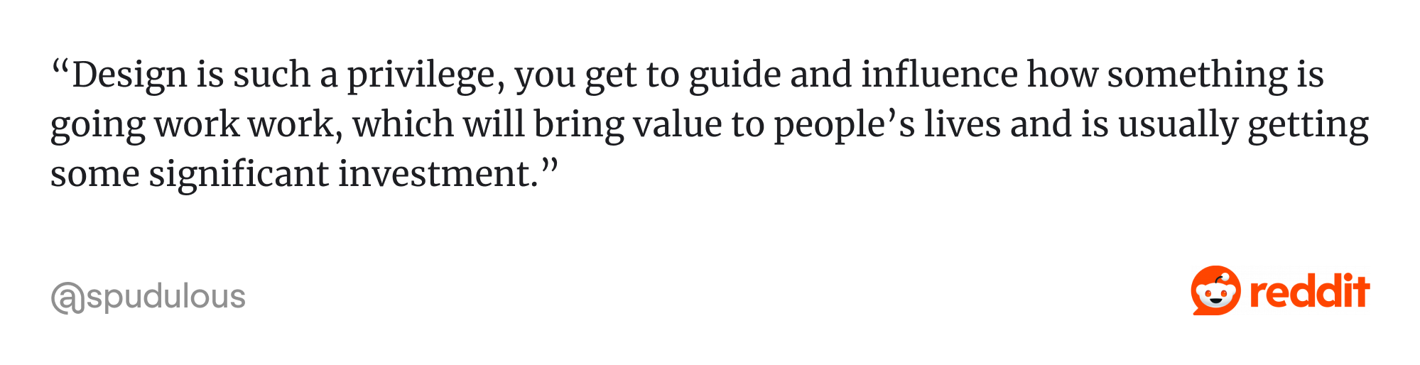 Comment on Reddit about design