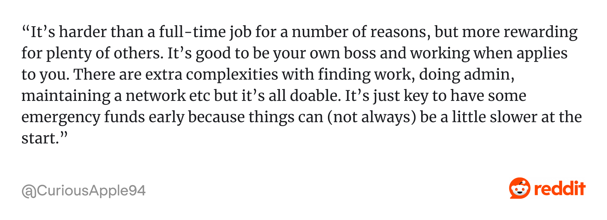 Comment on Reddit about freelance for UX designer