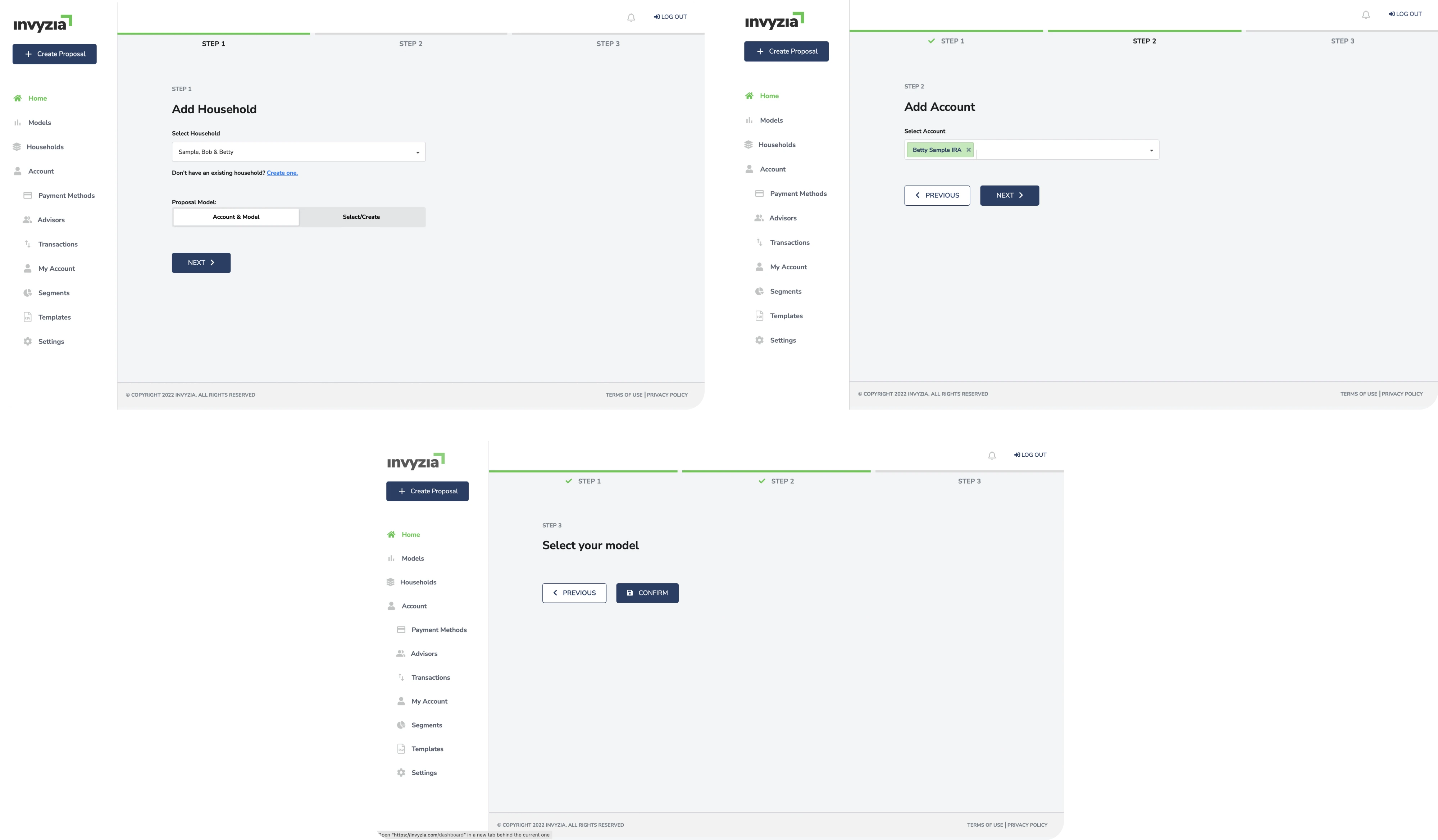 Invyzia Solutions navigation before