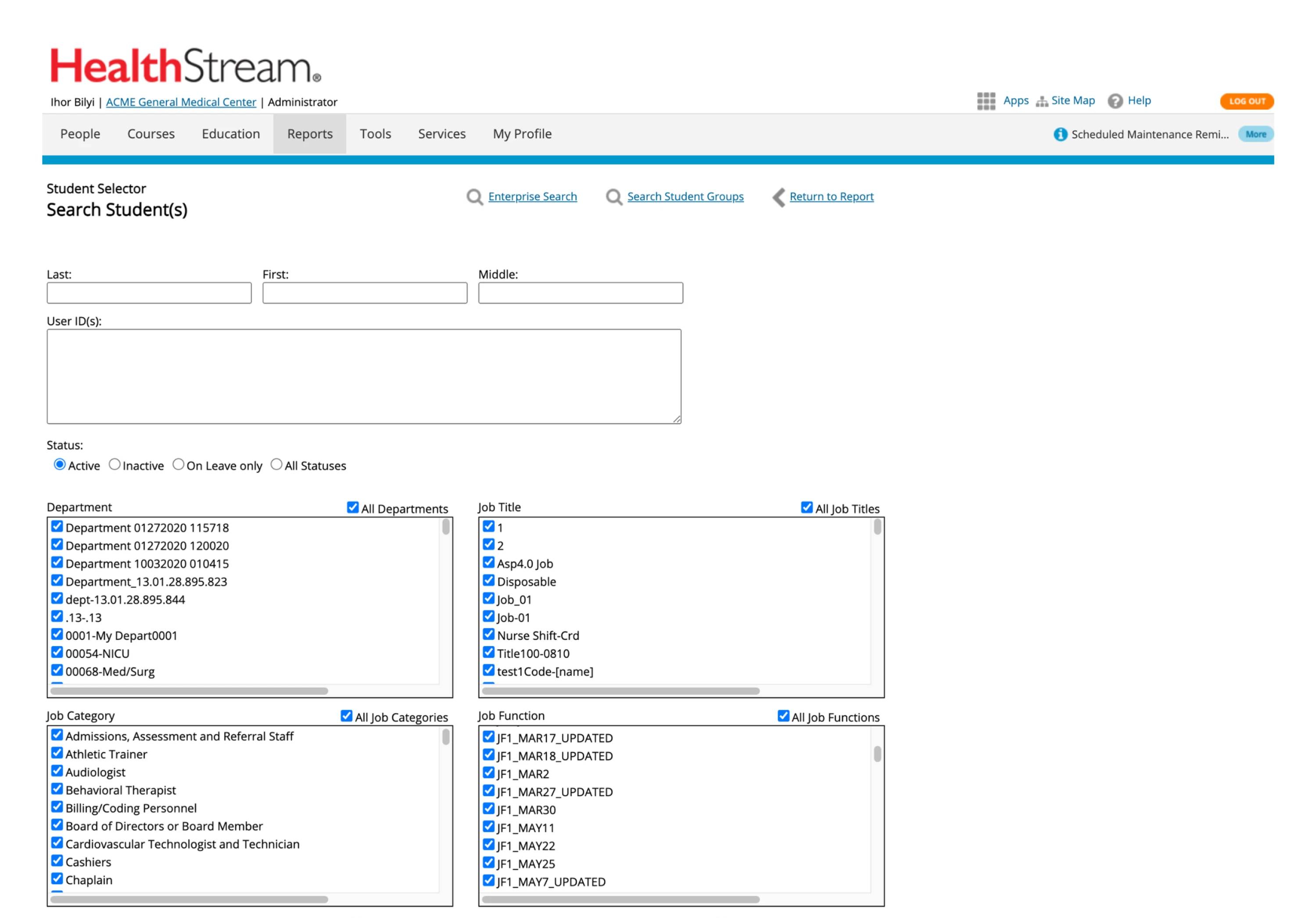 HealthStream before redesign