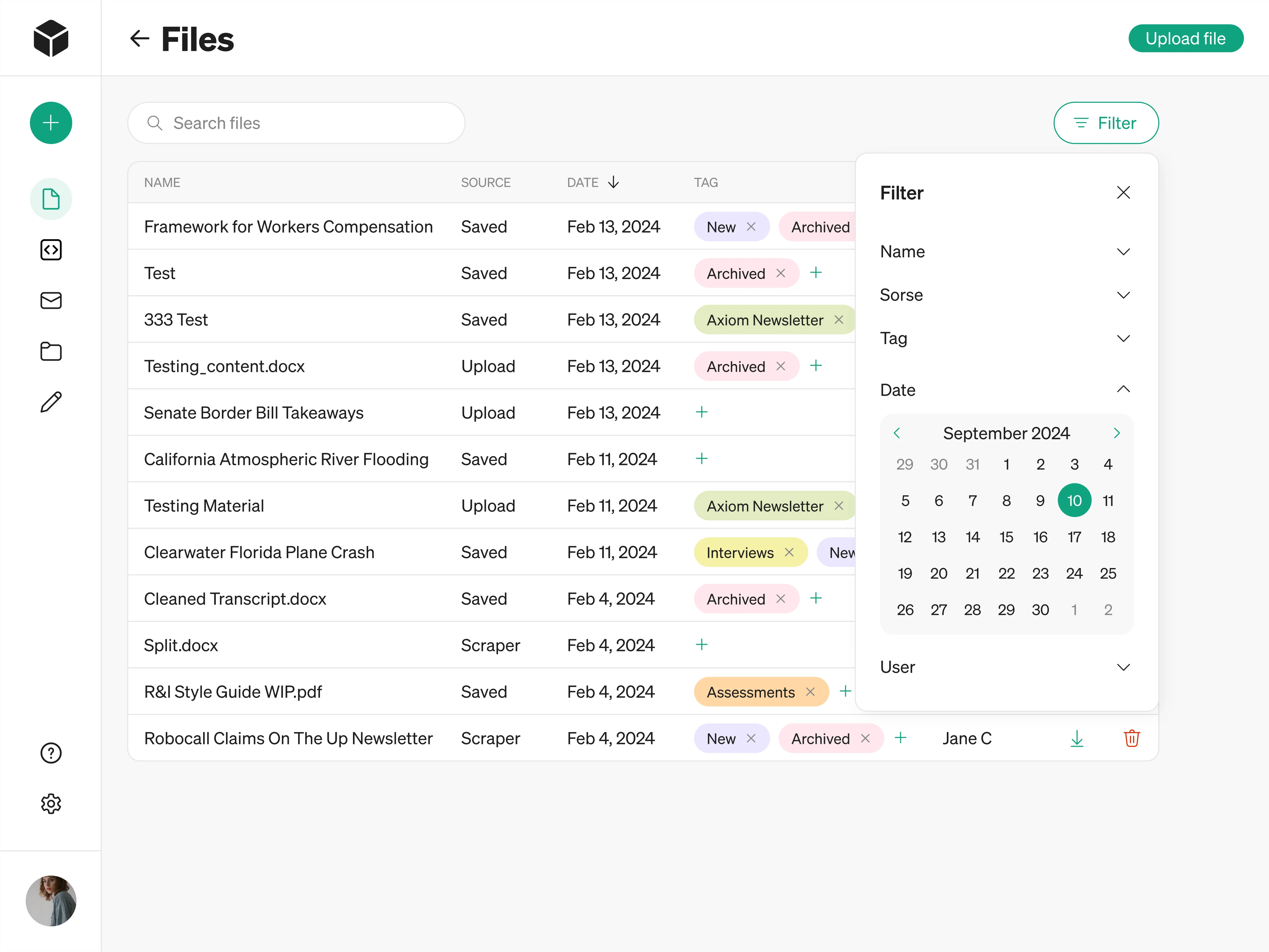 popover with adjustable filtering options