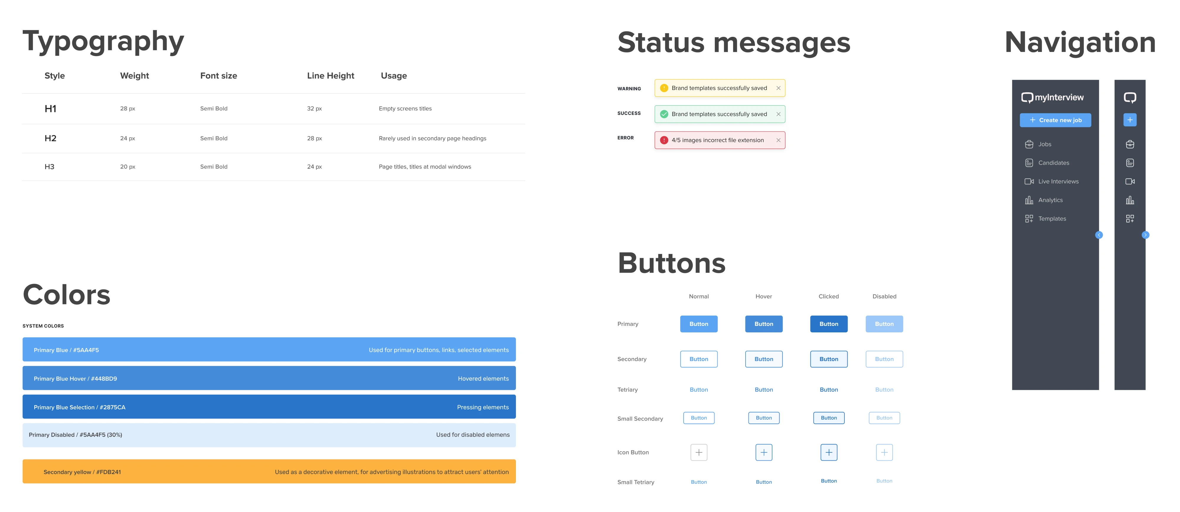 Design system built by Eleken for MyInterview