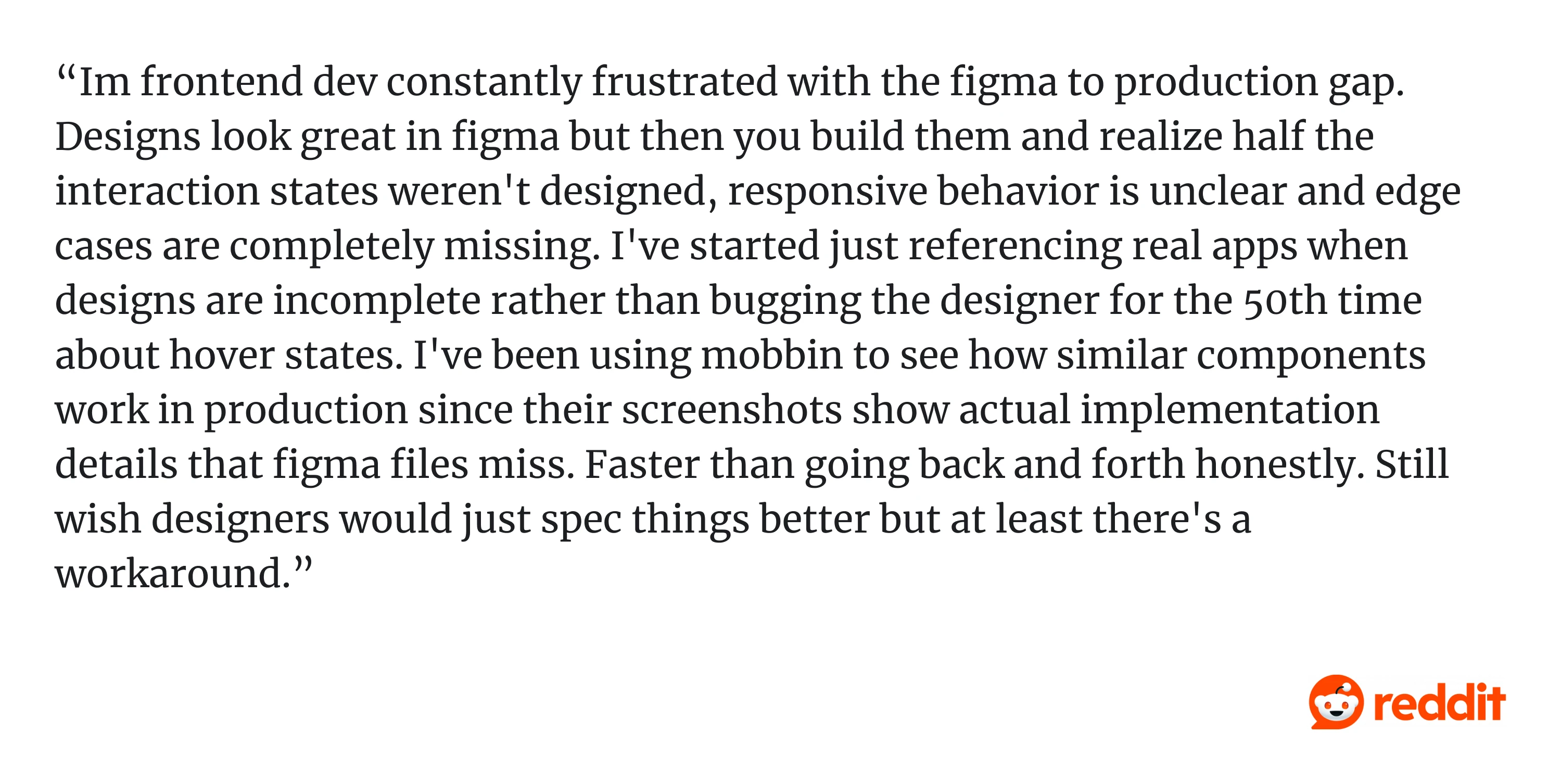 Comment on Reddit about designers and engineers