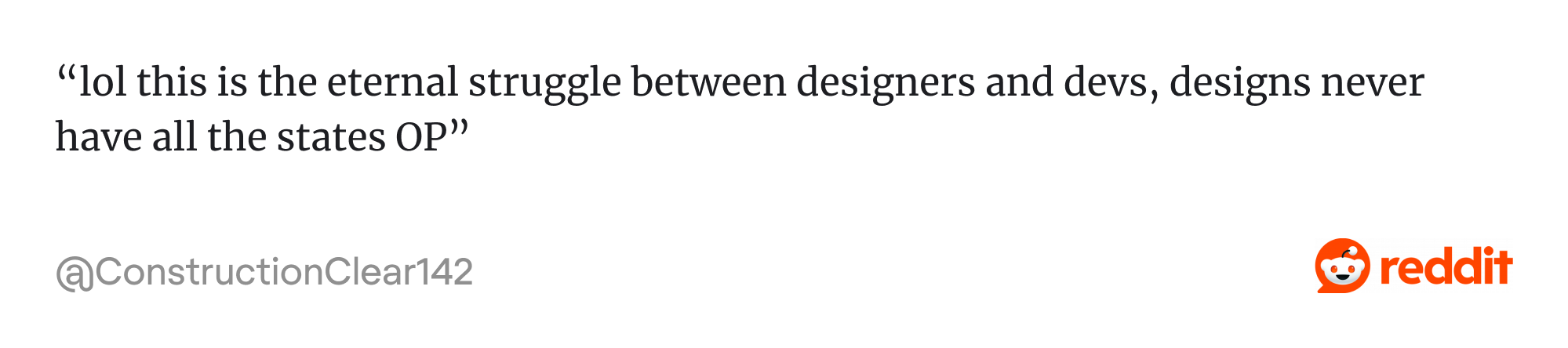 Comment on Reddit about designers and devs